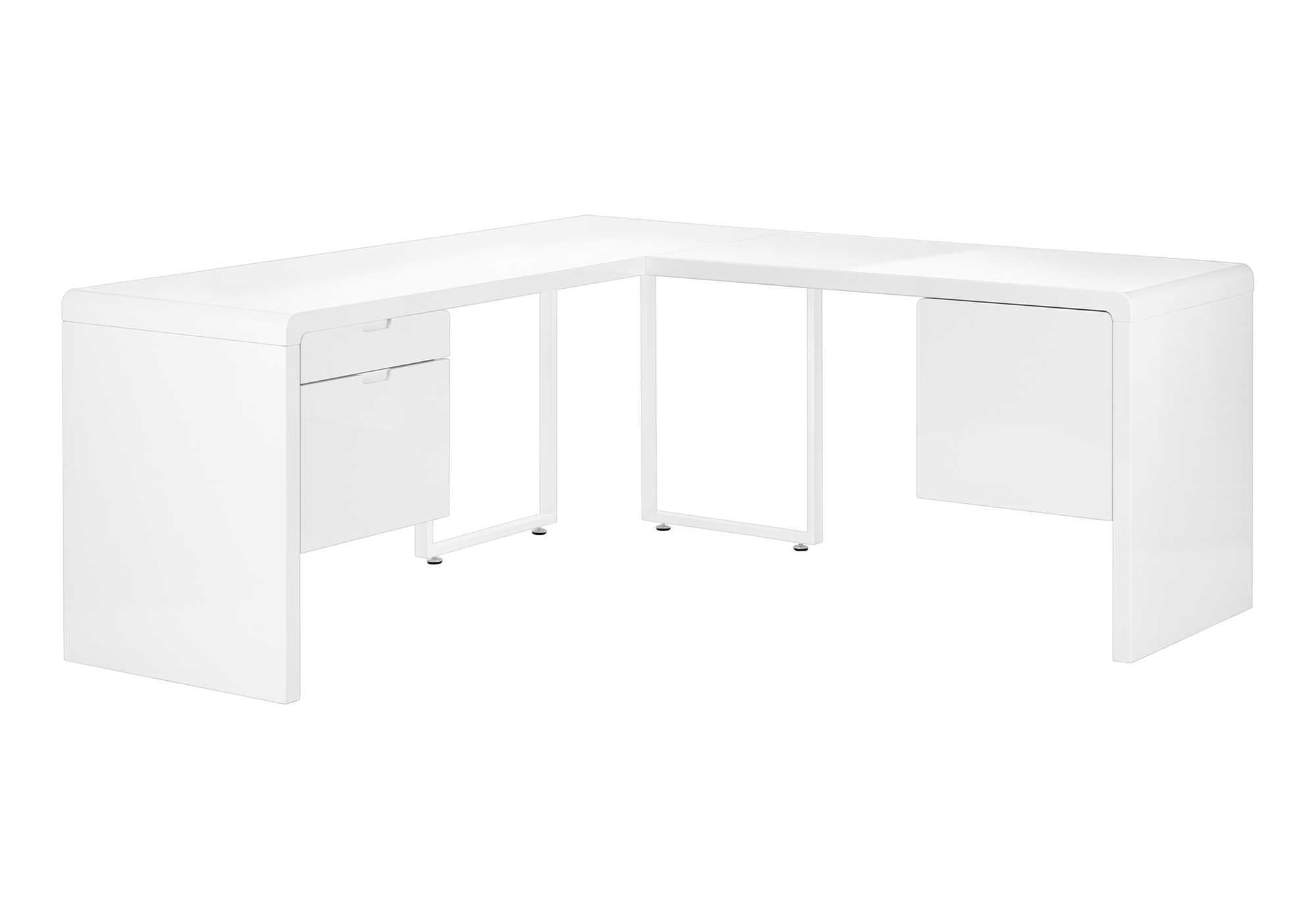 COMPUTER DESK - 72"L / HIGH GLOSSY WHITE LEFT/ RIGHT FACE # I 7582