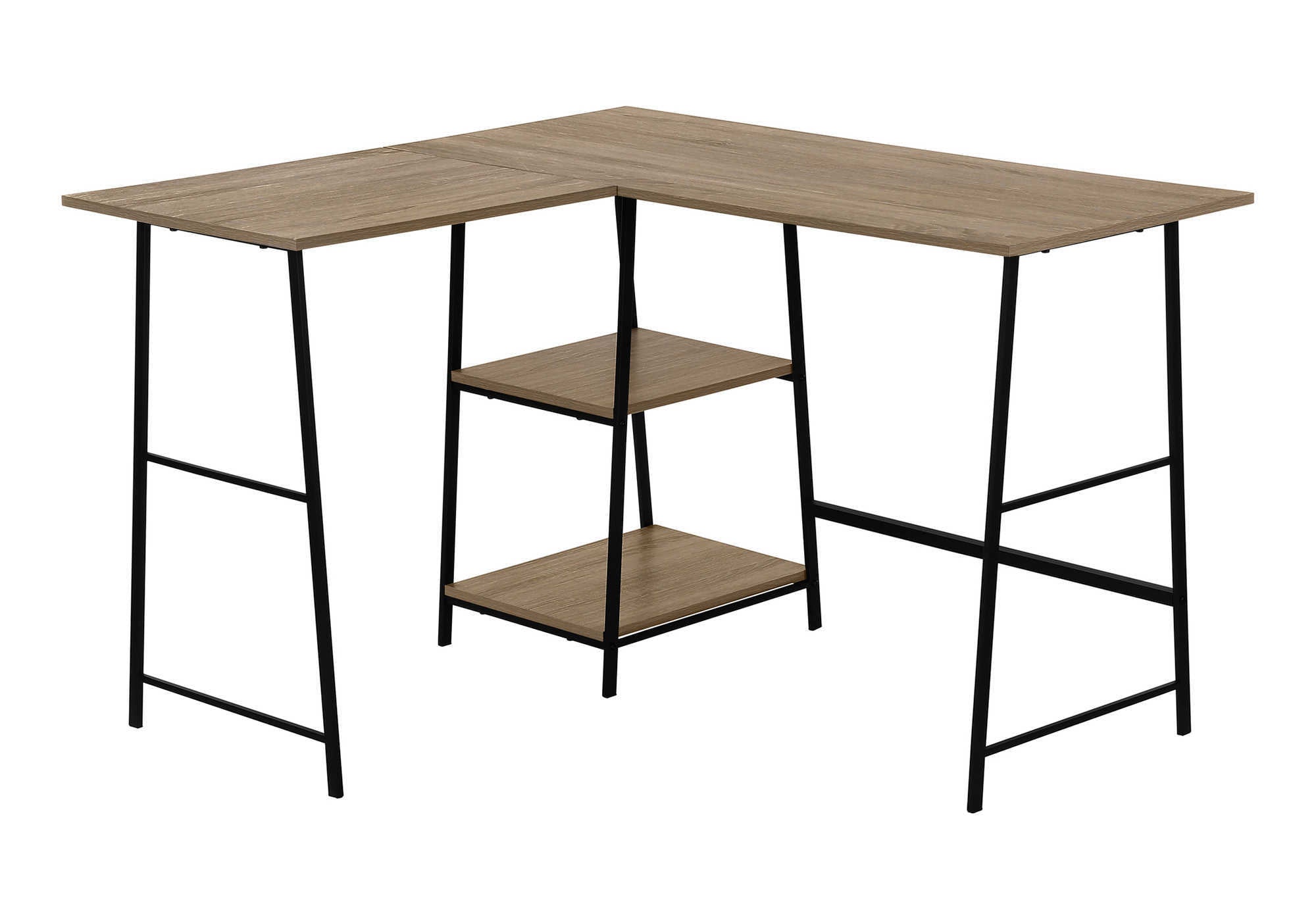 COMPUTER DESK - 48"L / DARK TAUPE TOP/ BLACK METAL CORNER # I 7592