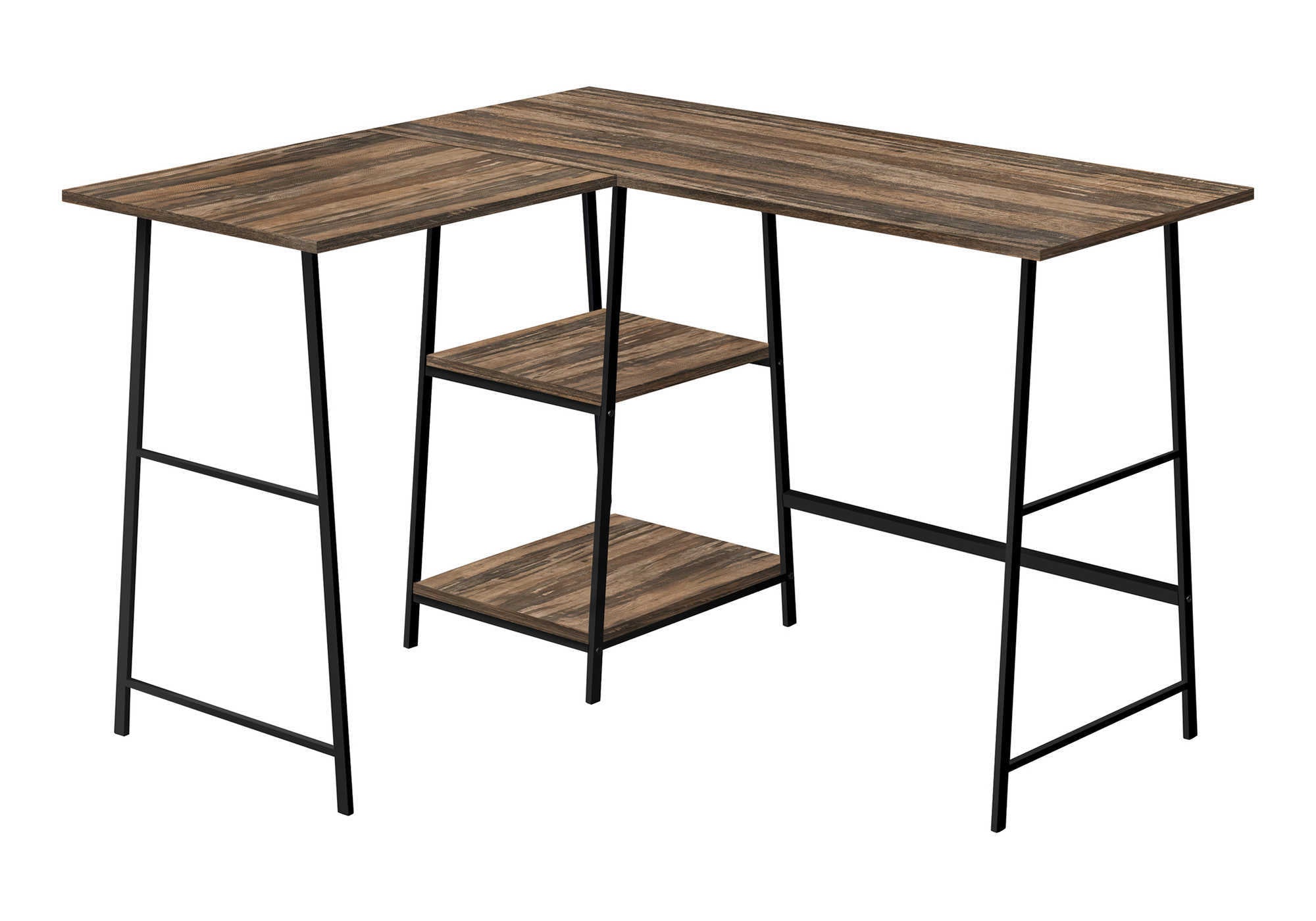 COMPUTER DESK - 48"L/ BROWN RECLAIMED/ BLACK METAL CORNER # I 7593