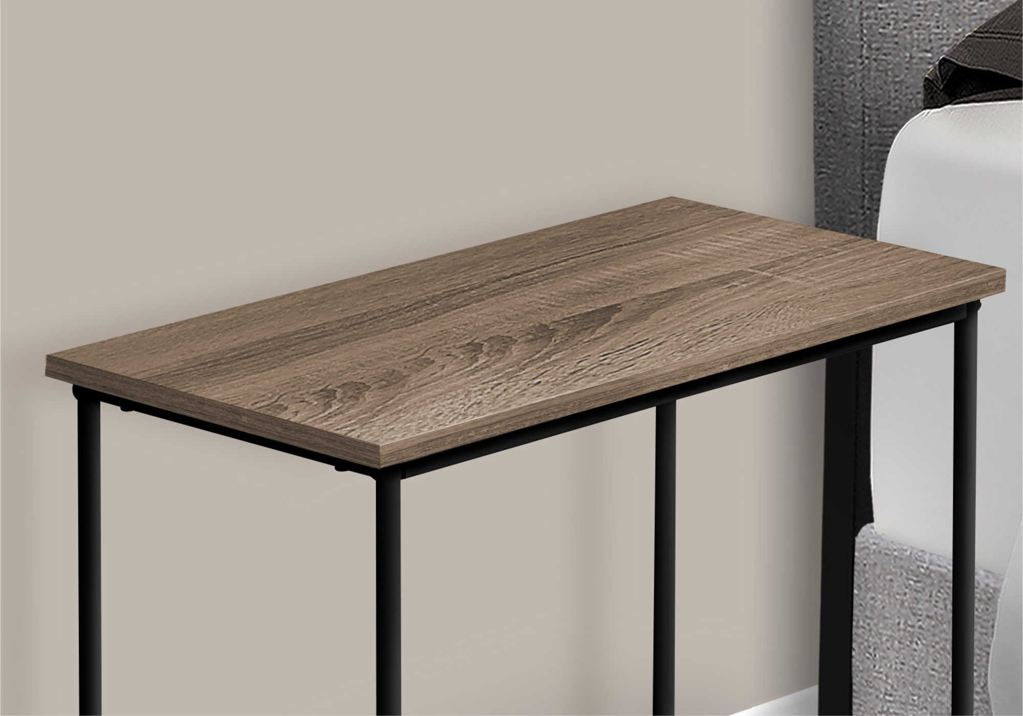 NIGHTSTAND – 22"H / Dark Taupe / Black Metal I_2075