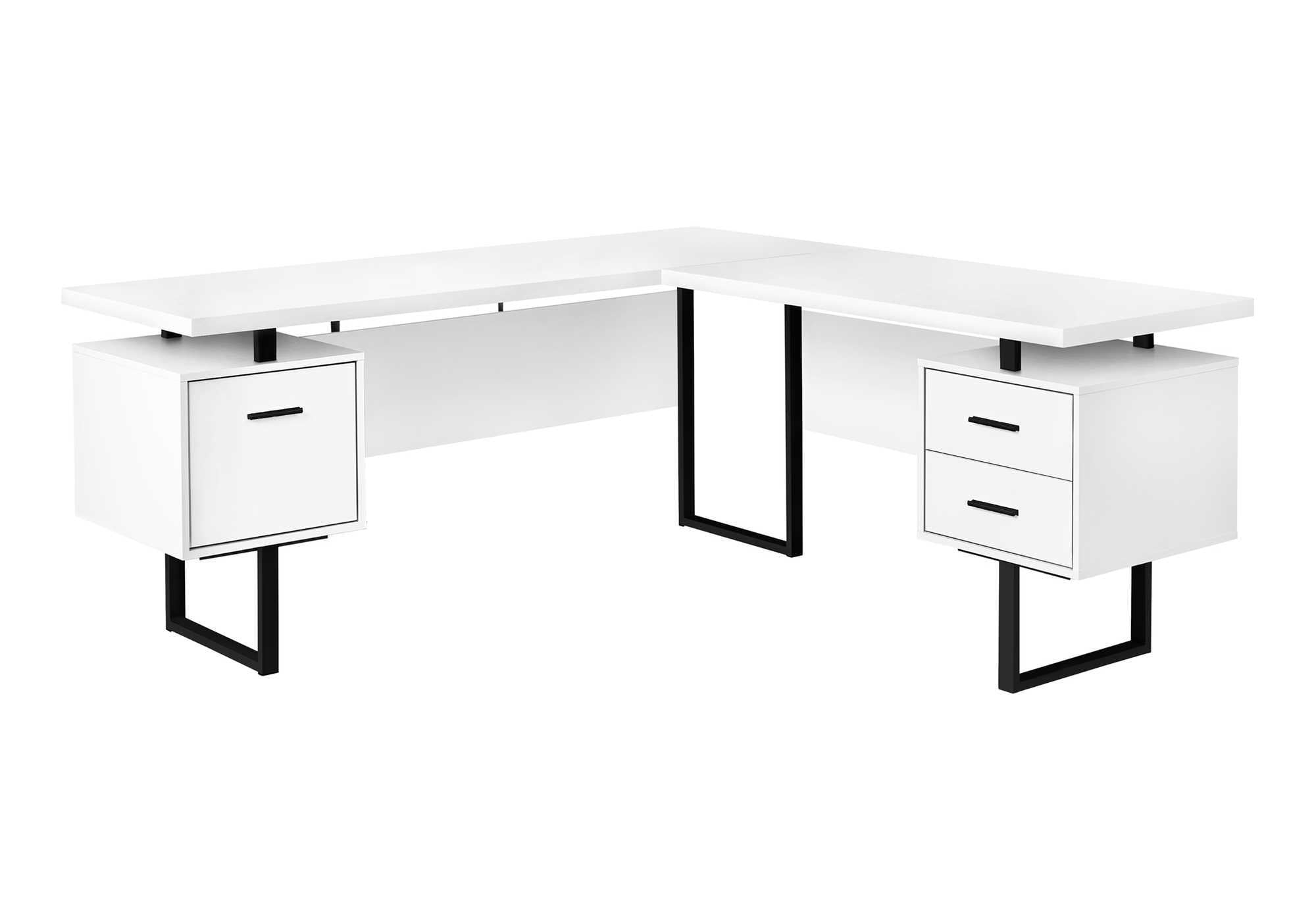 COMPUTER DESK - 70"L / WHITE / BLACK METAL / L/R FACE # I 7616