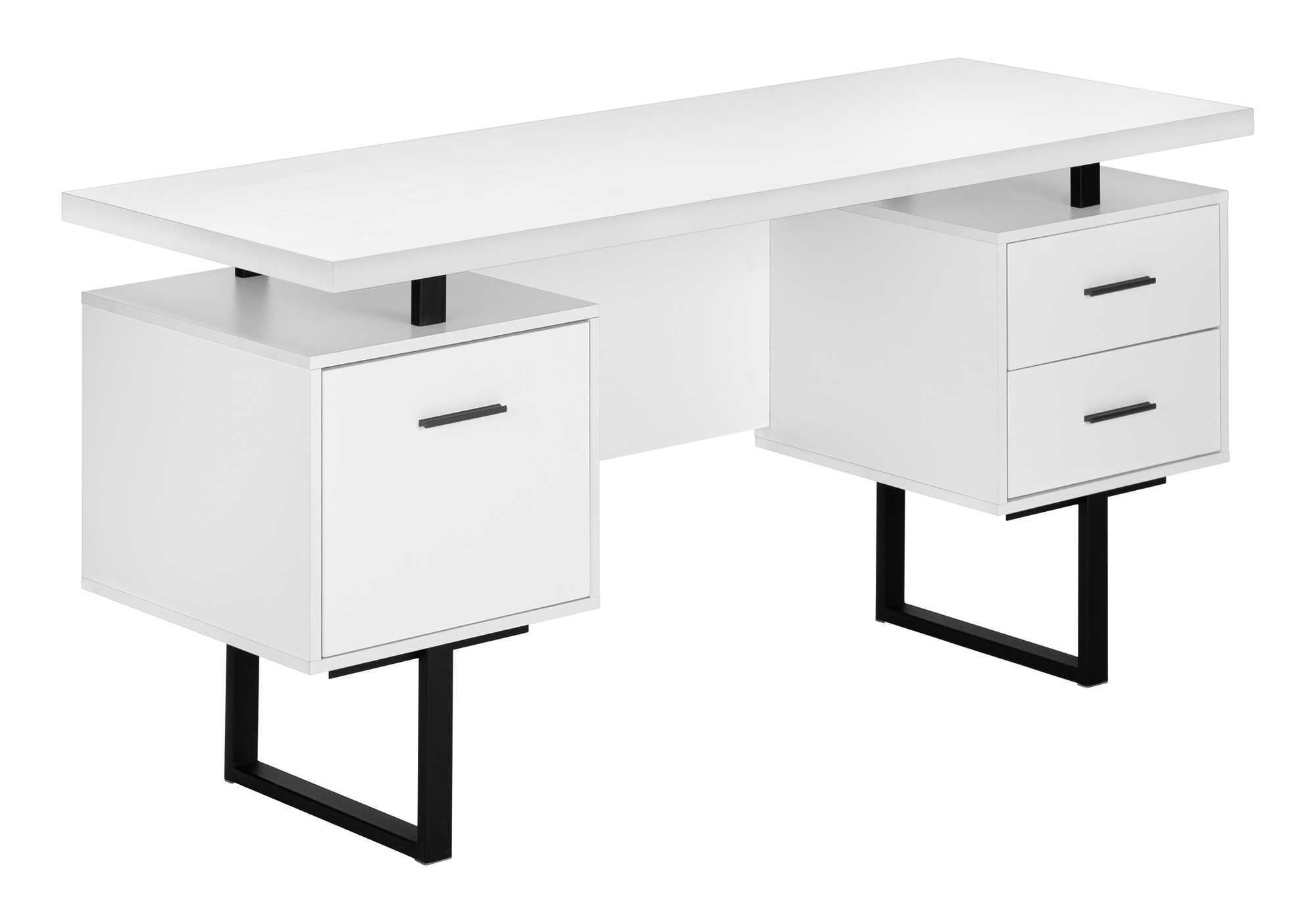 COMPUTER DESK - 60"L / WHITE / BLACK METAL # I 7631