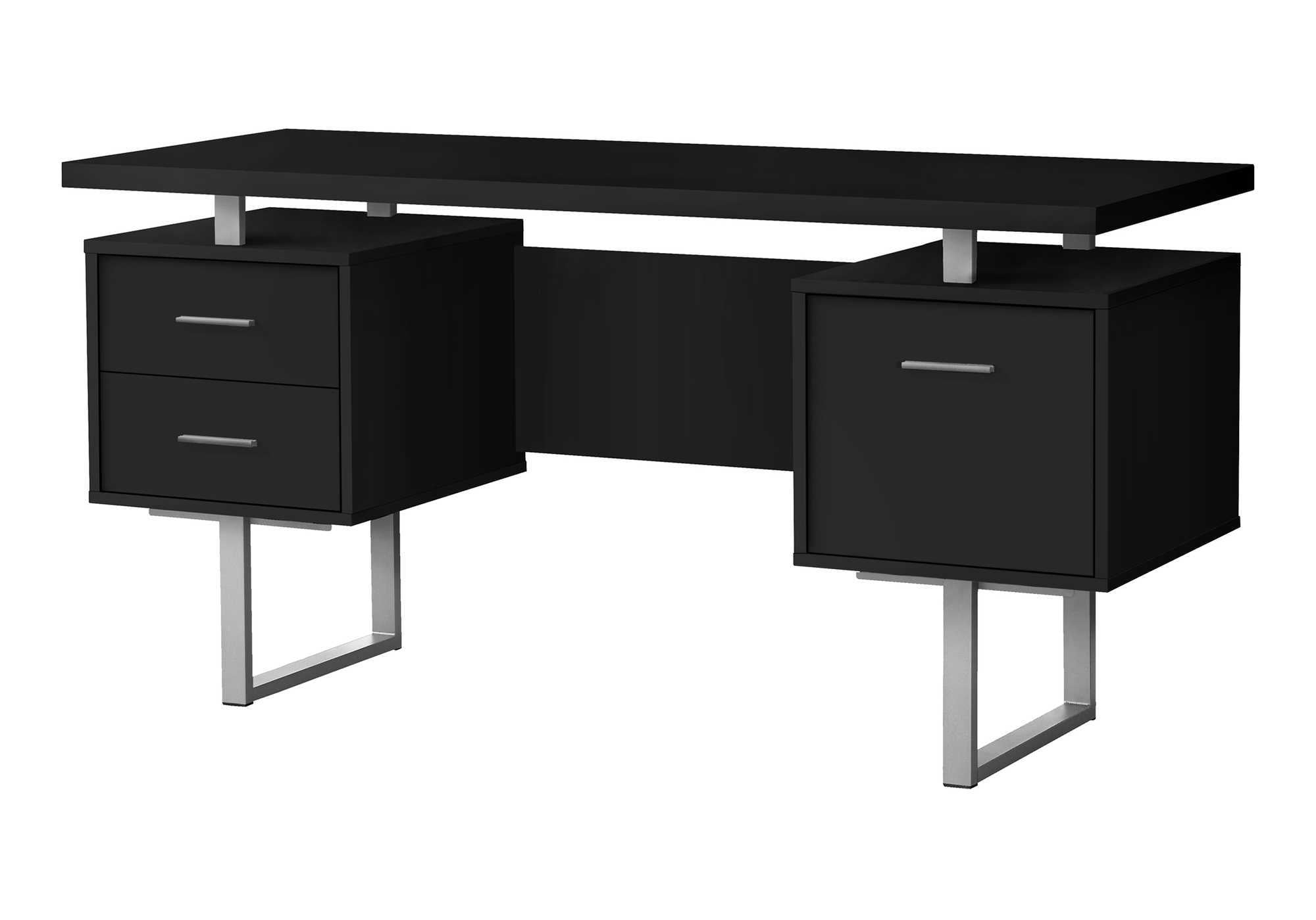 COMPUTER DESK - 60"L / BLACK / SILVER METAL # I 7634