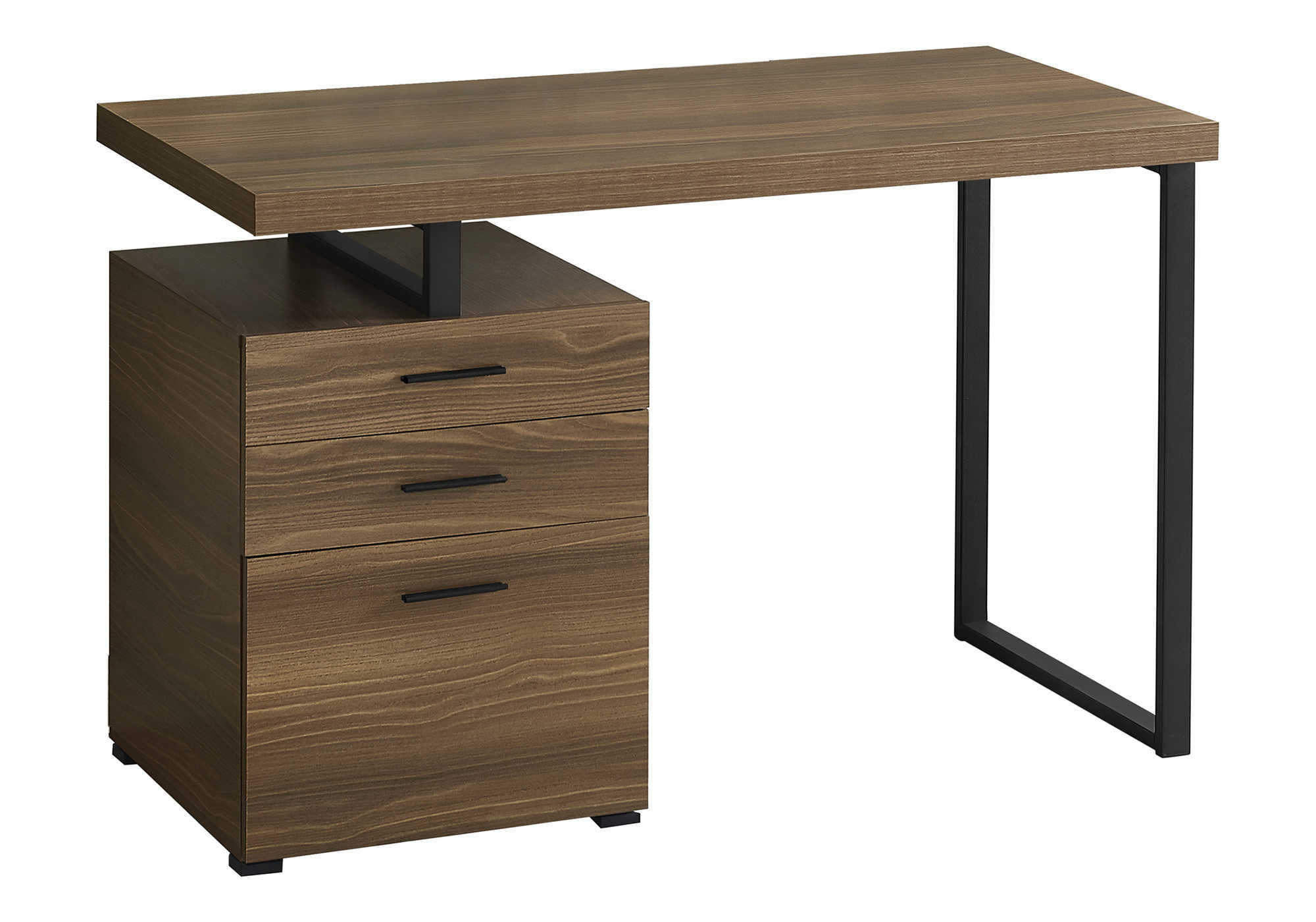 COMPUTER DESK - 48"L / WALNUT / BLACK METAL / L/R FACE # I 7640