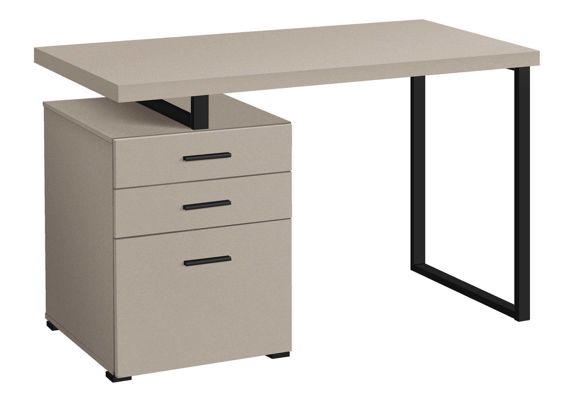 COMPUTER DESK - 48"L / MODERN TAUPE / BLACK METAL / L/R # I 7644