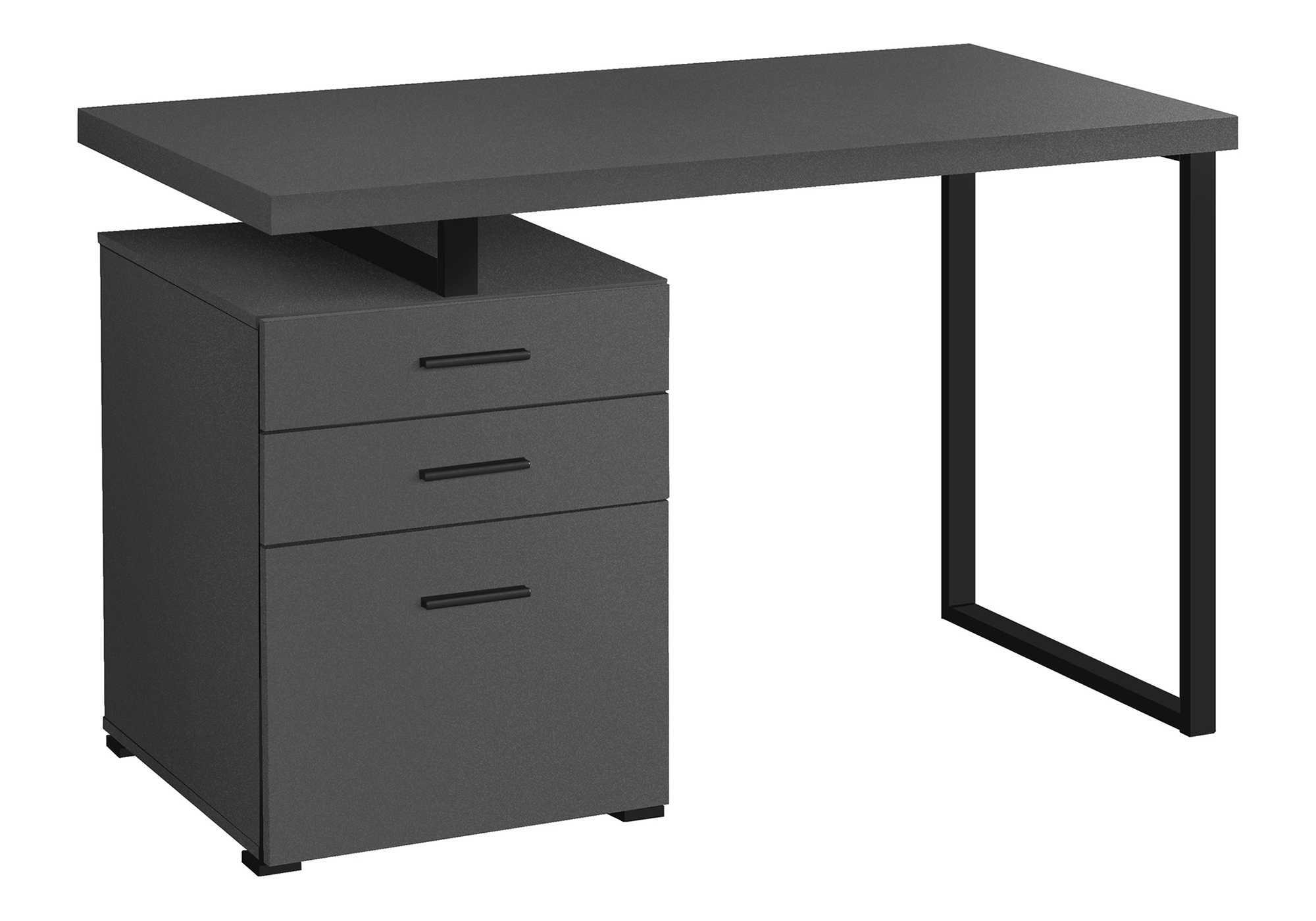 COMPUTER DESK - 48"L / MODERN GREY / BLACK METAL / L/R # I 7645