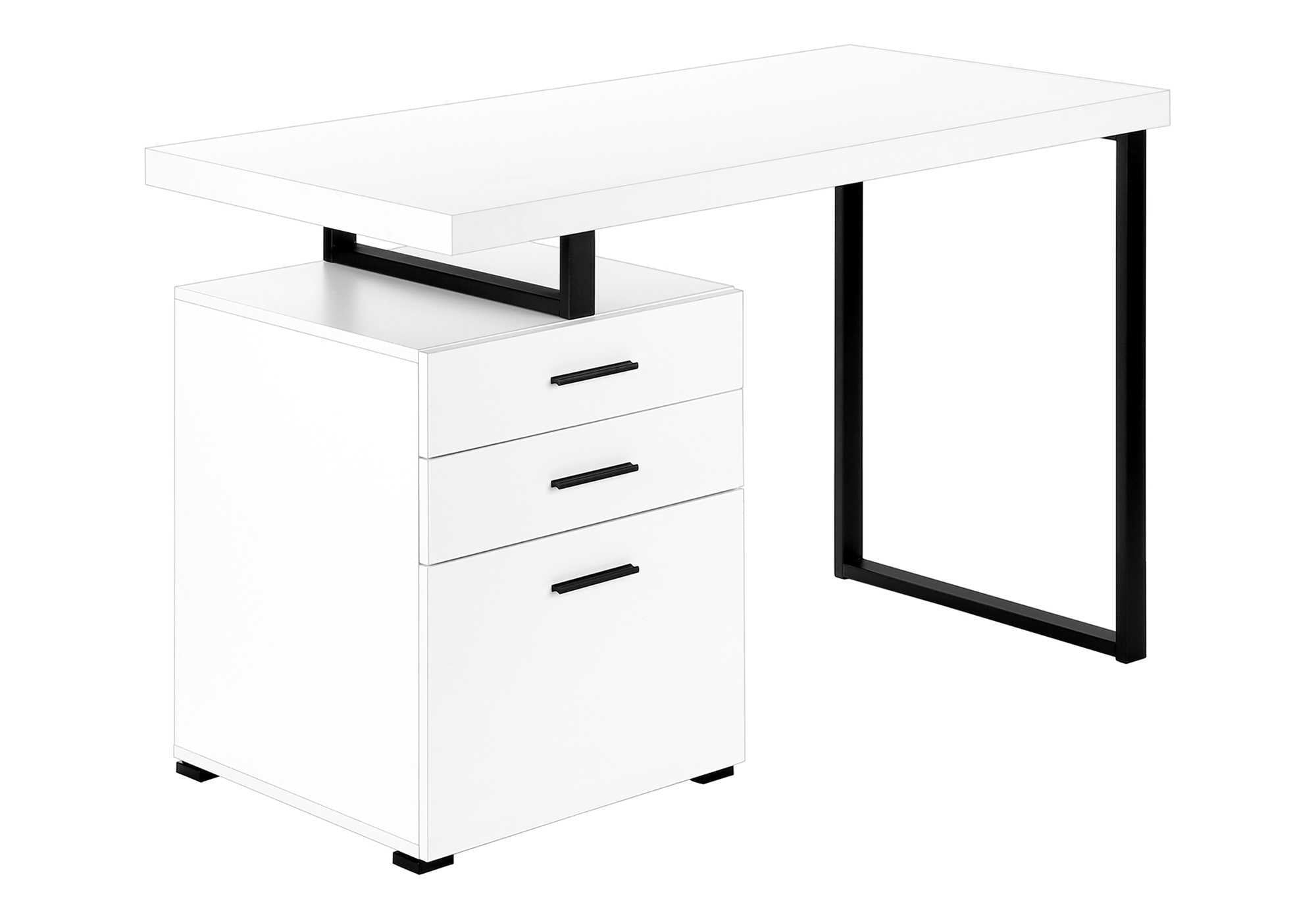 COMPUTER DESK - 48"L / WHITE / BLACK METAL / L/R FACE # I 7646