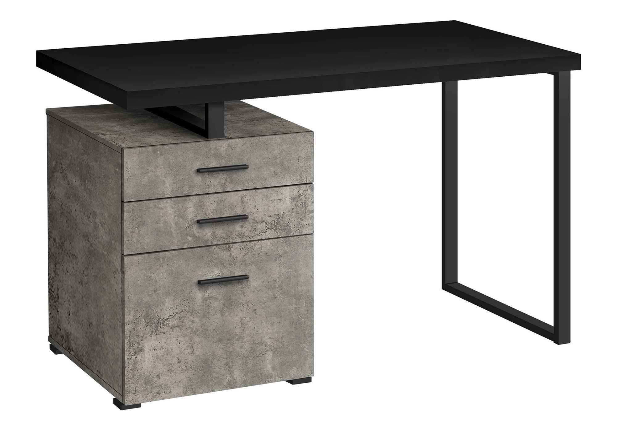 COMPUTER DESK - 48"L / BLACK / CONCRETE/ BLACK METAL/ L/R # I 7647