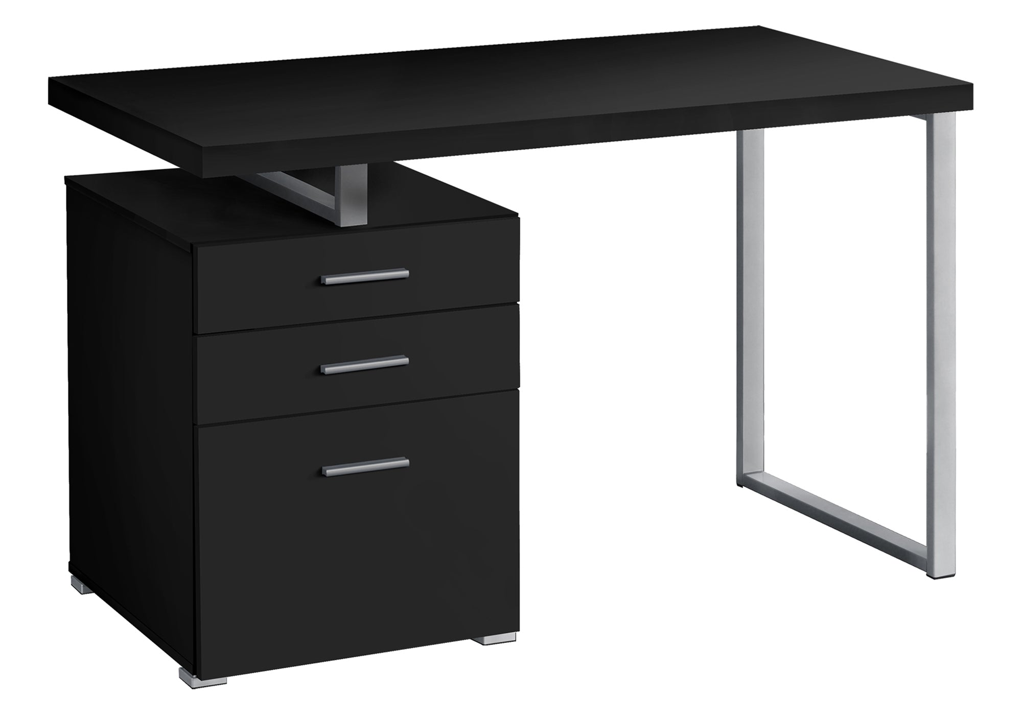 COMPUTER DESK - 48"L / BLACK / SILVER METAL / L/R FACE # I 7649