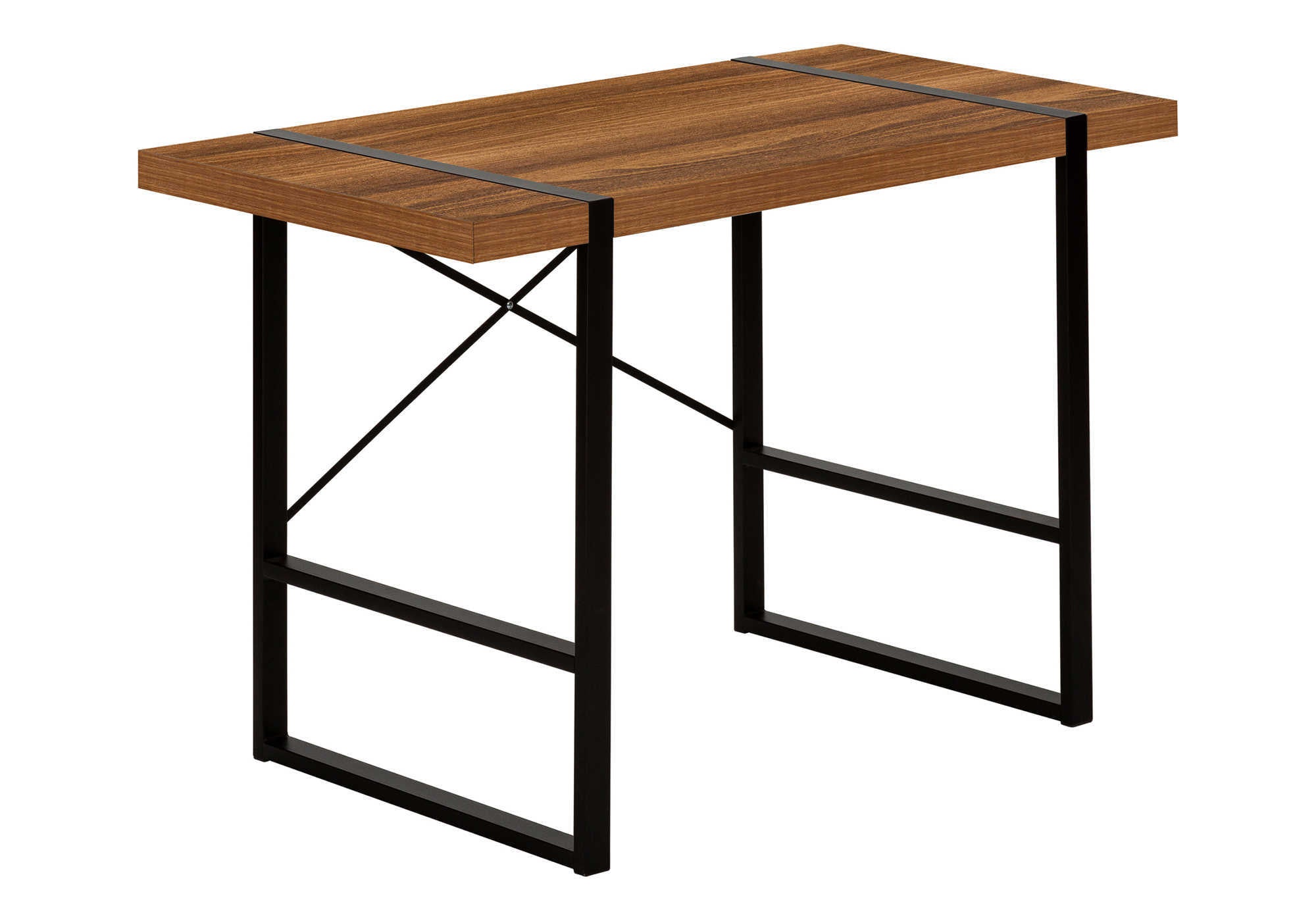 COMPUTER DESK - 48"L / WALNUT / BLACK METAL # I 7655