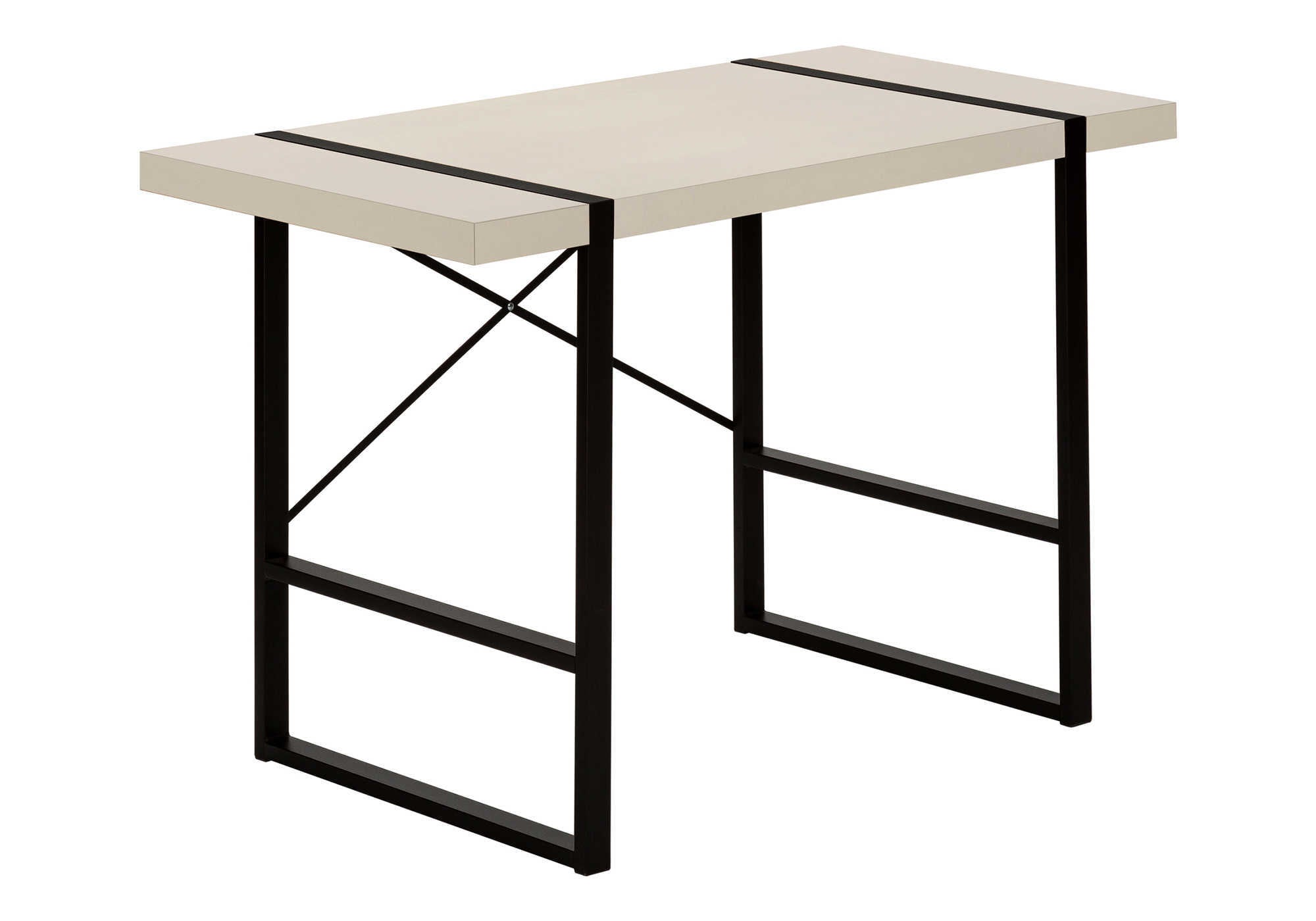 COMPUTER DESK - 48"L / MODERN TAUPE / BLACK METAL # I 7659