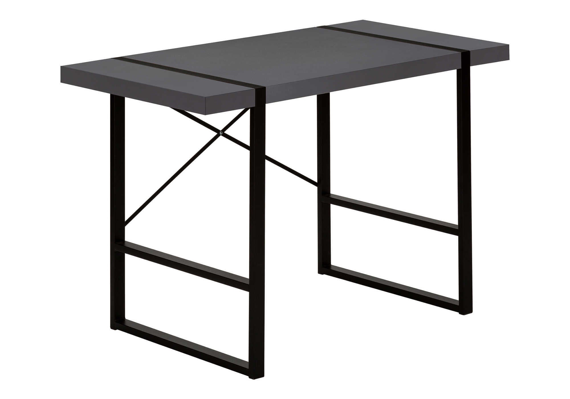 COMPUTER DESK - 48"L / MODERN GREY / BLACK METAL # I 7660