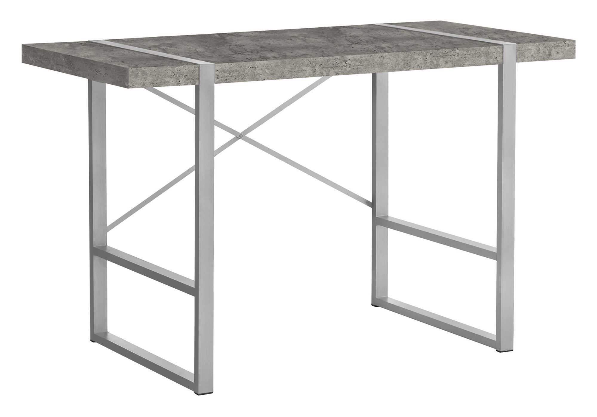 COMPUTER DESK - 48"L / GREY CONCRETE-LOOK / SILVER METAL # I 7662