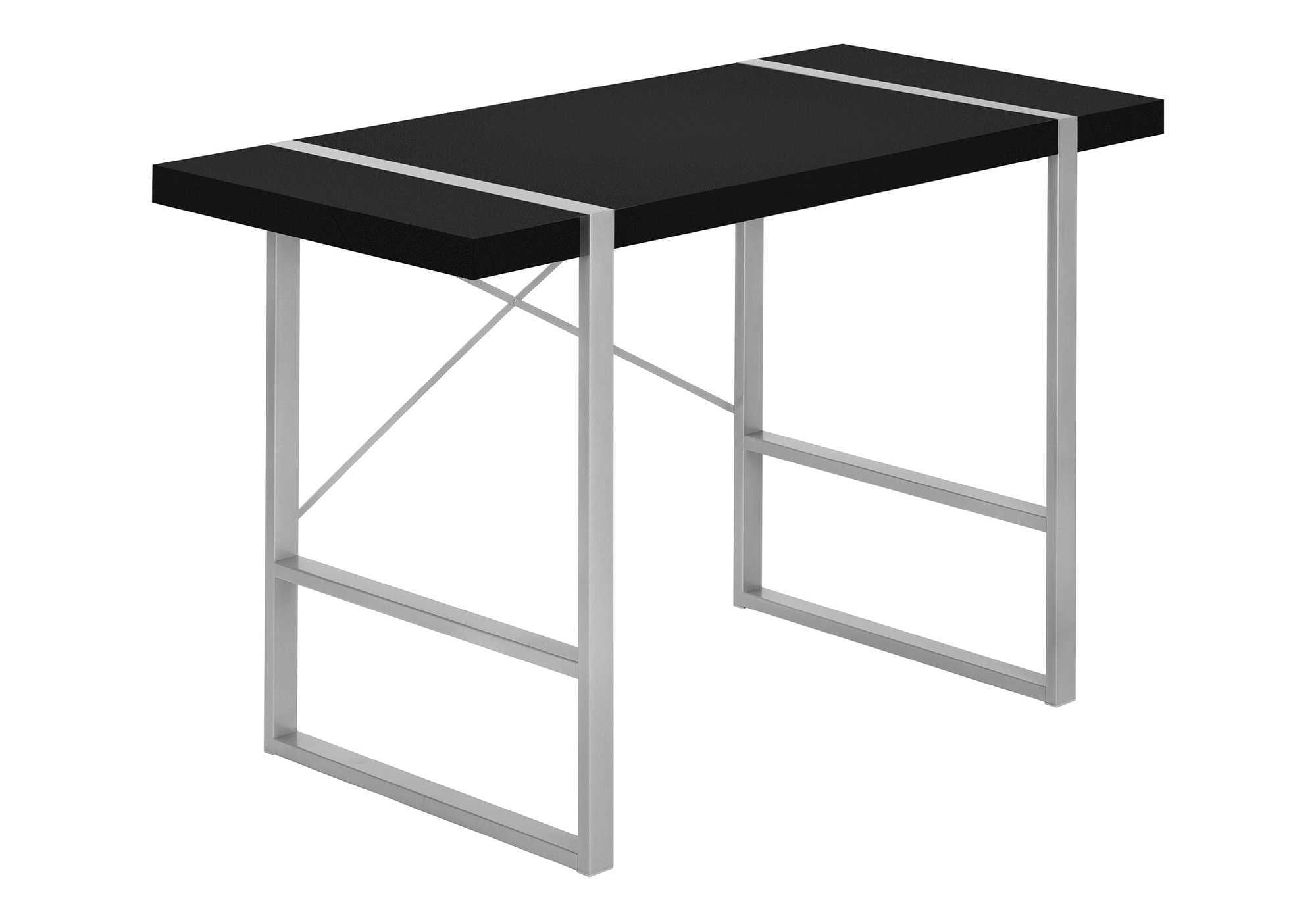 COMPUTER DESK - 48"L / BLACK / SILVER METAL # I 7664