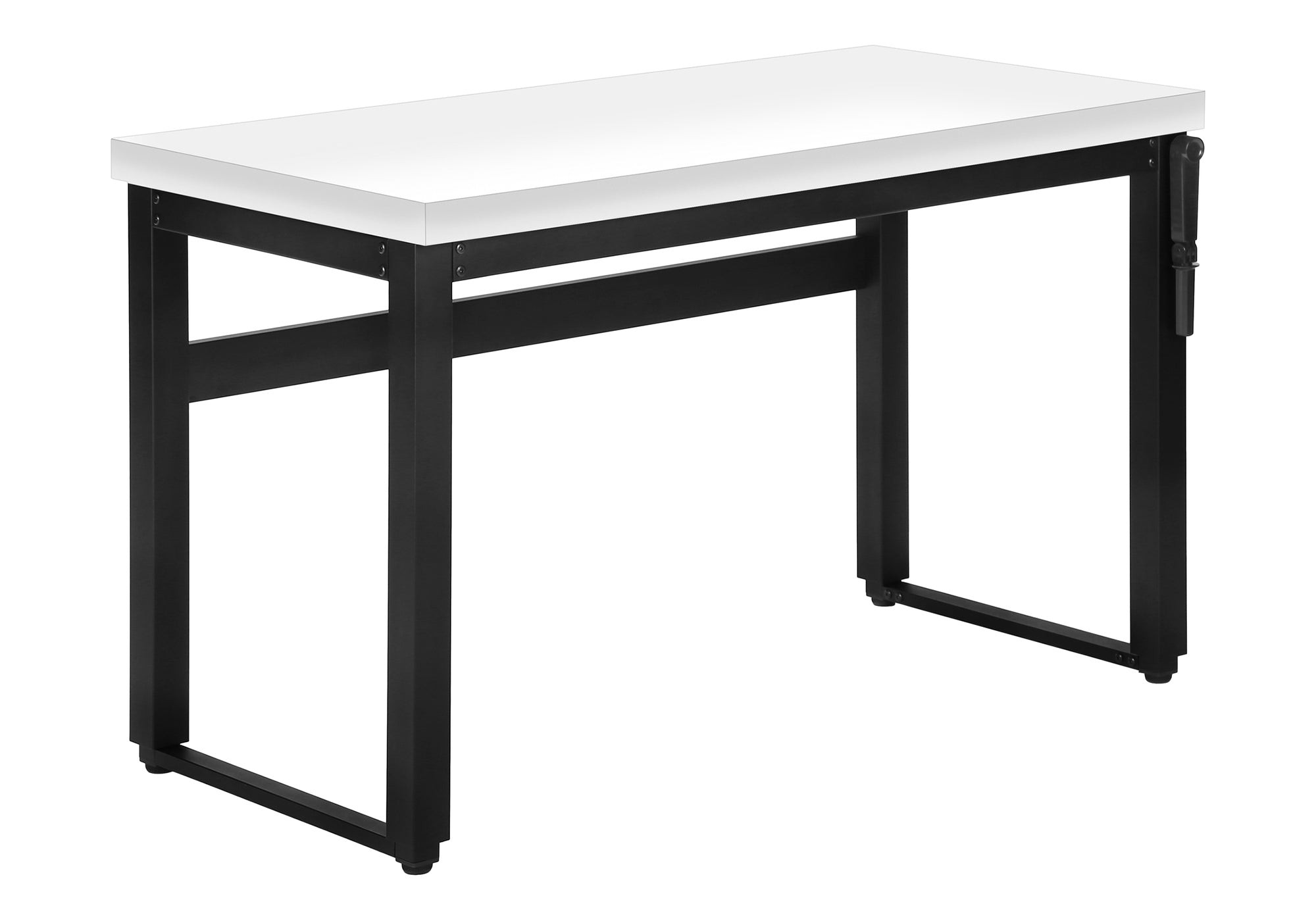 COMPUTER DESK - 48"L / WHITE / ADJ.HEIGHT/ BLACK METAL # I 7681