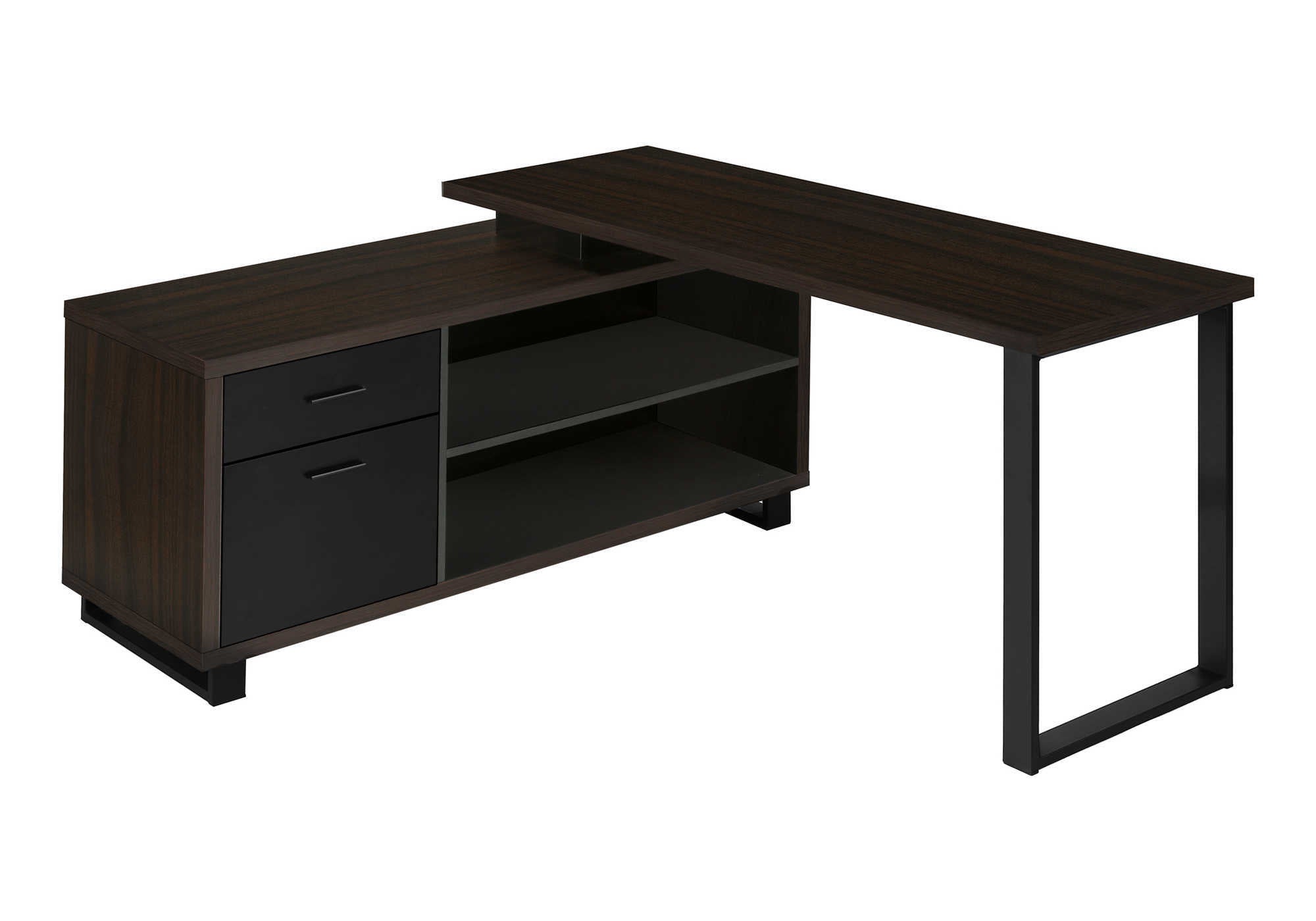 COMPUTER DESK - 72"L ESPRESSO / BLACK EXECUTIVE CORNER # I 7710
