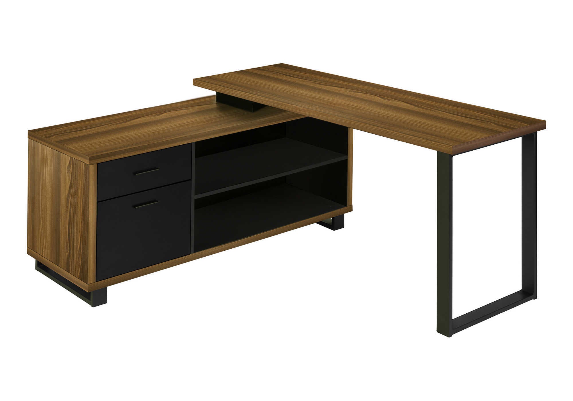 COMPUTER DESK - 72"L WALNUT / BLACK EXECUTIVE CORNER # I 7711