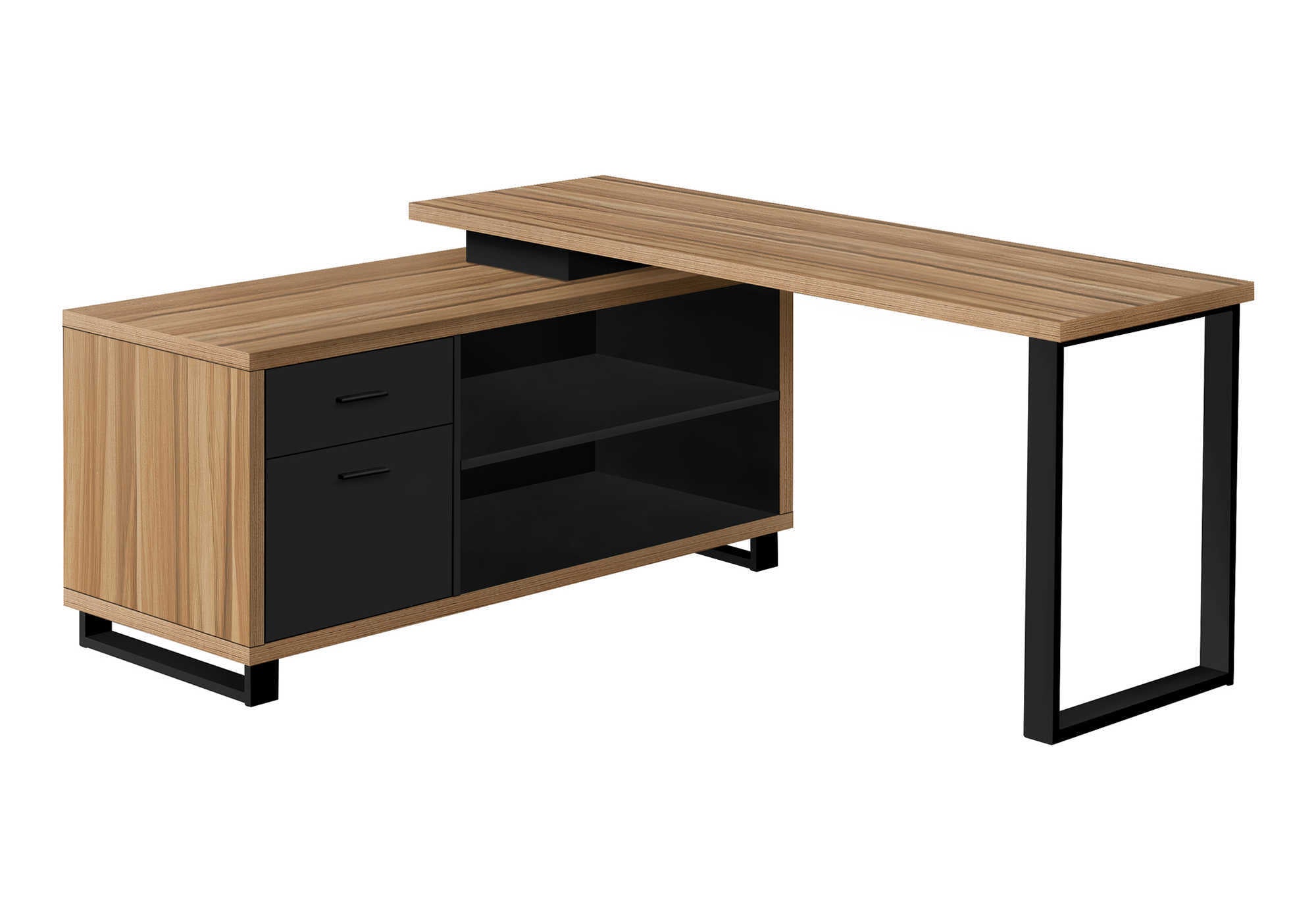 COMPUTER DESK - 72"L RECLAIMED / BLACK EXECUTIVE CORNER # I 7712