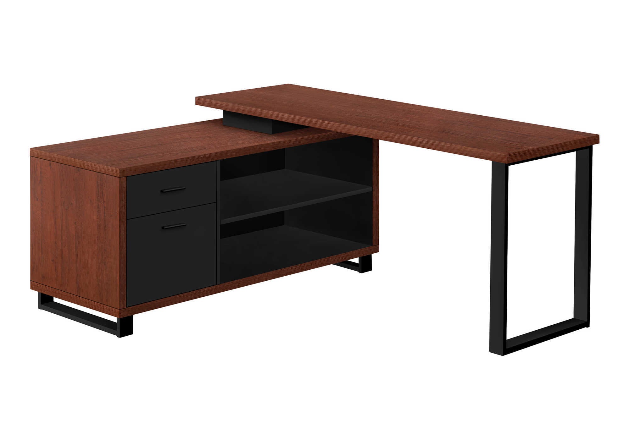 COMPUTER DESK - 72"L CHERRY / BLACK EXECUTIVE CORNER # I 7713