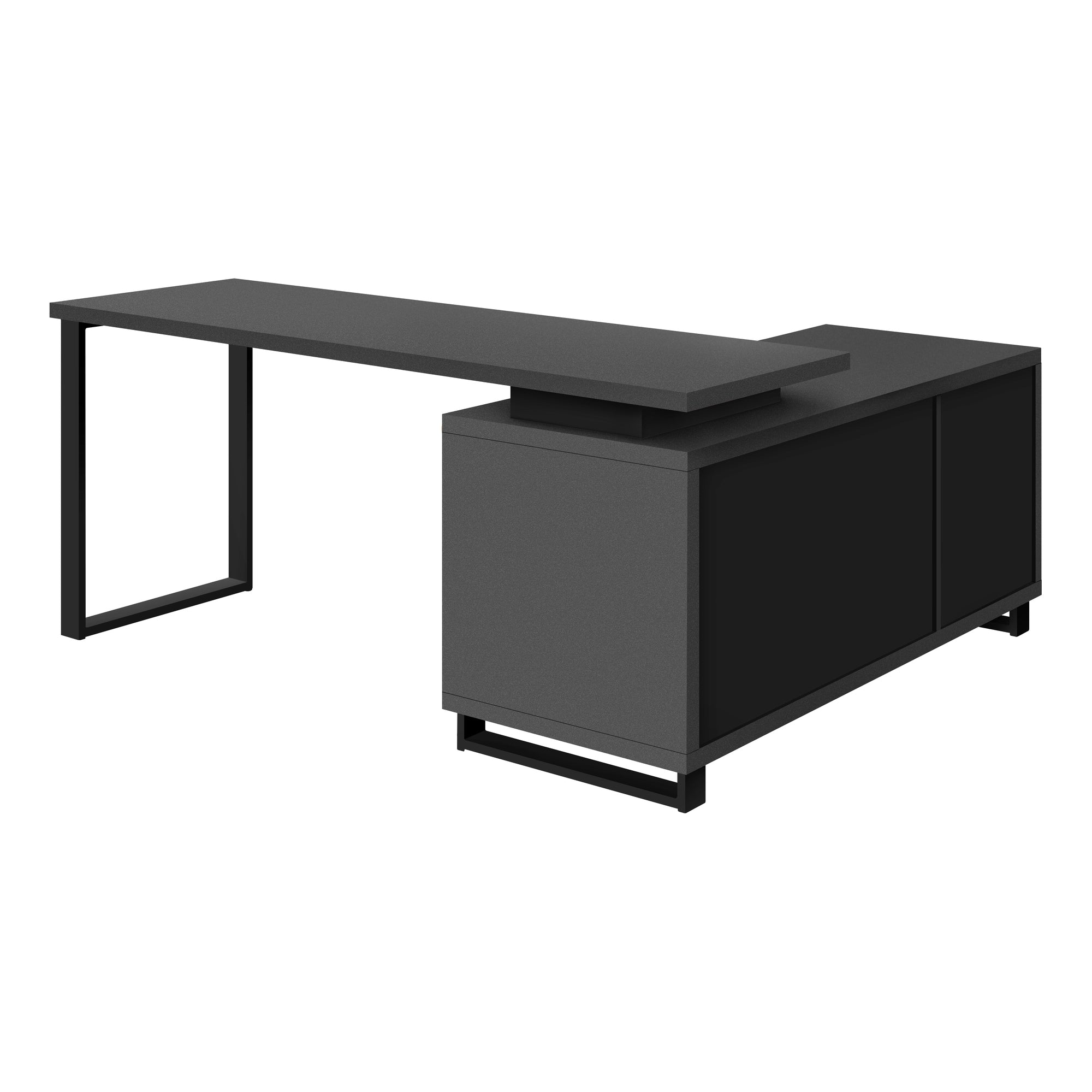 COMPUTER DESK - 72"L MODERN GREY / BLACK EXECUTIVE CORNER # I 7715