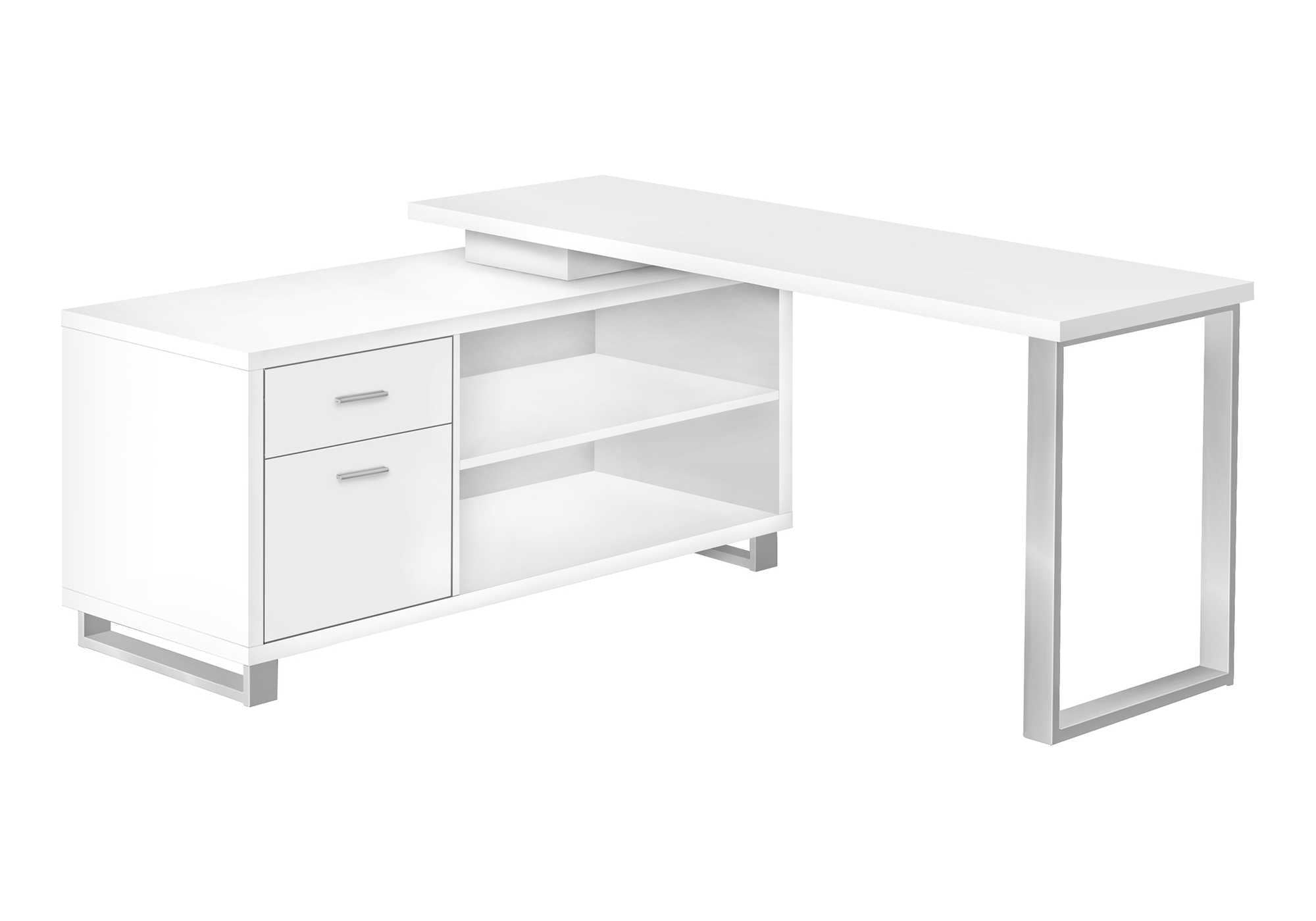 COMPUTER DESK - 72"L WHITE / SILVER EXECUTIVE CORNER # I 7716
