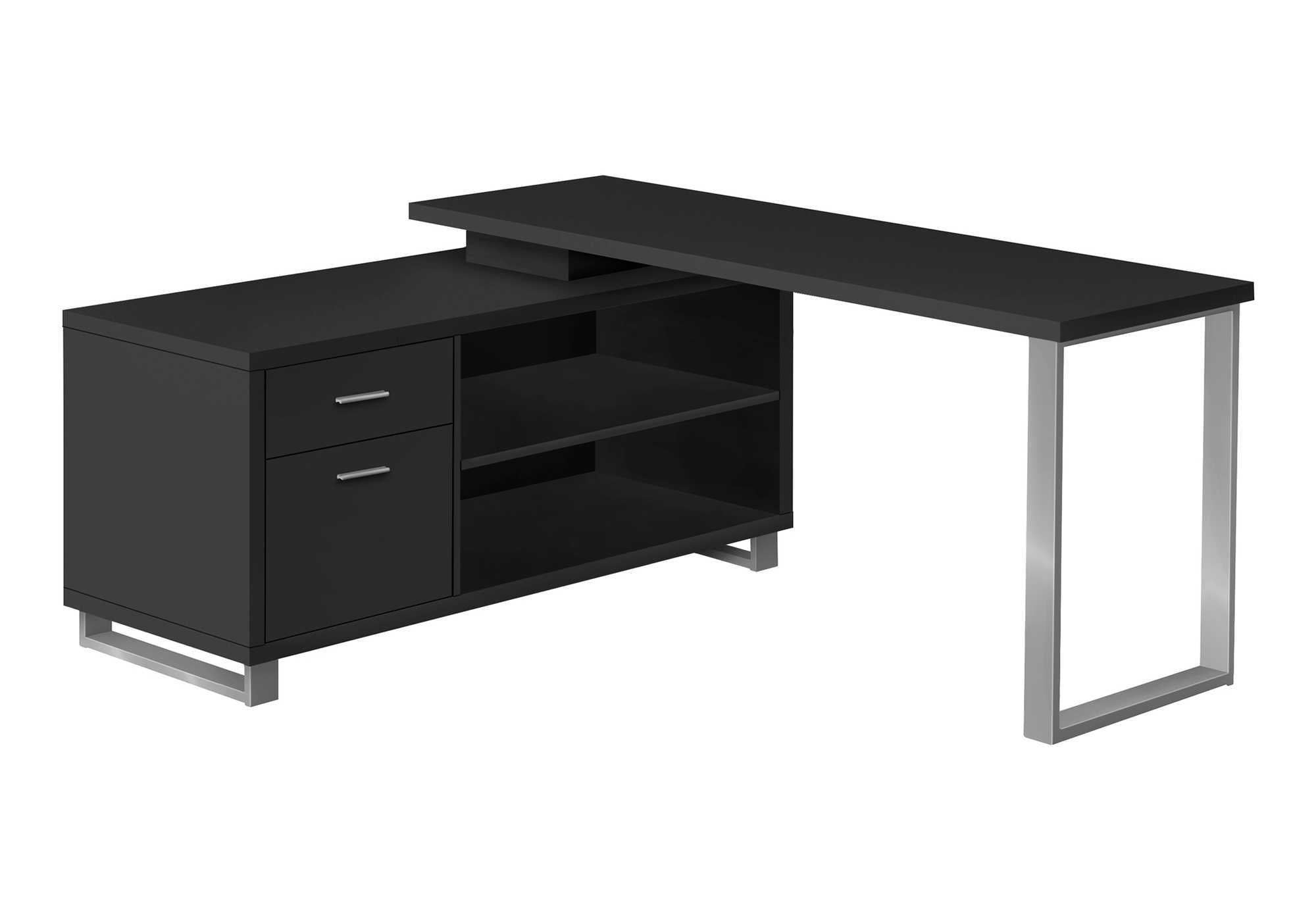 COMPUTER DESK - 72"L BLACK / SILVER EXECUTIVE CORNER # I 7717