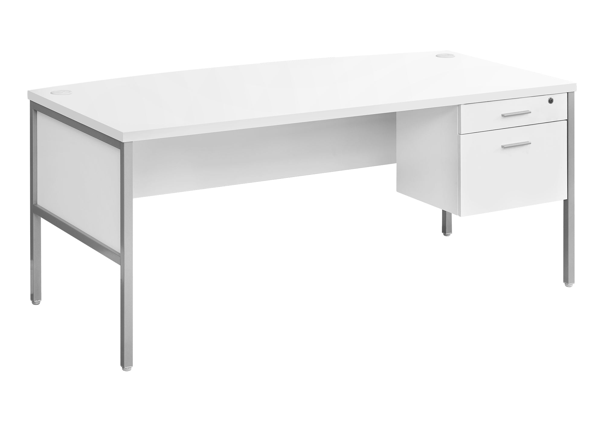 COMPUTER DESK - 72"L WHITE / SILVER COMMERCIAL GRADE # I 7725