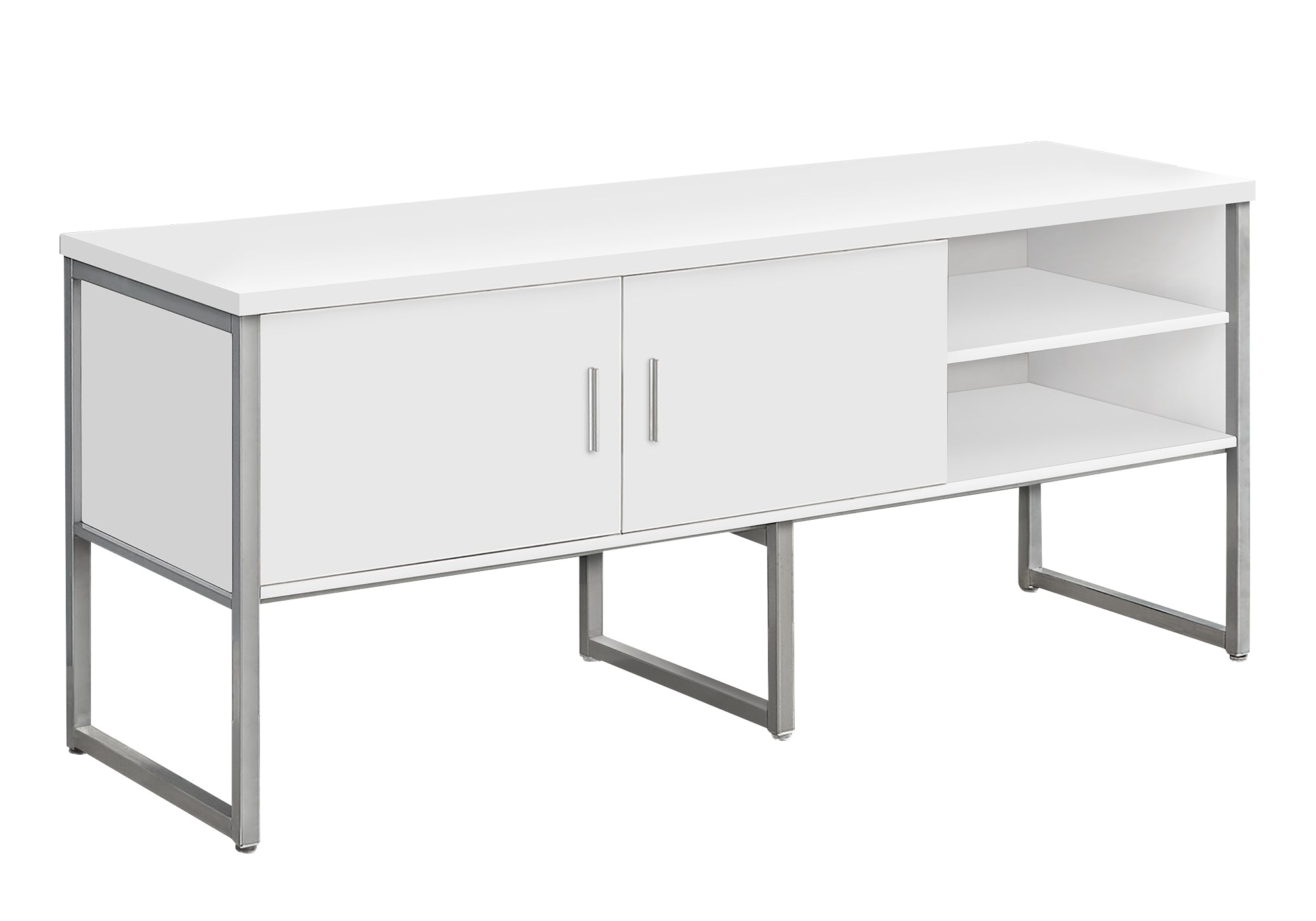 OFFICE CREDENZA - 72"L WHITE / SILVER COMMERCIAL GRADE # I 7727