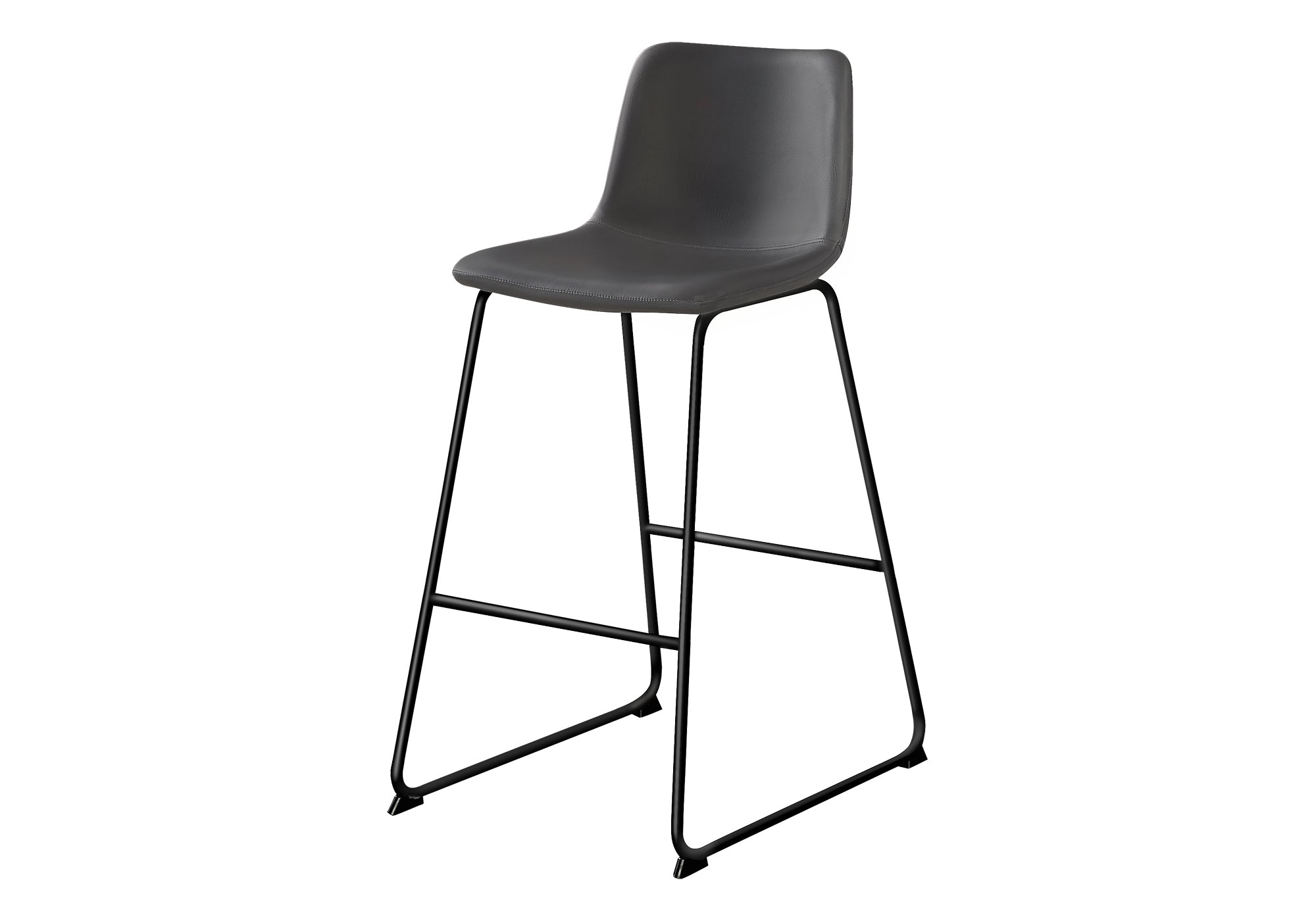 TABOURET DE BAR - 40"H / SIMILI-CUIR GRIS / MÉTAL NOIR # I 7752