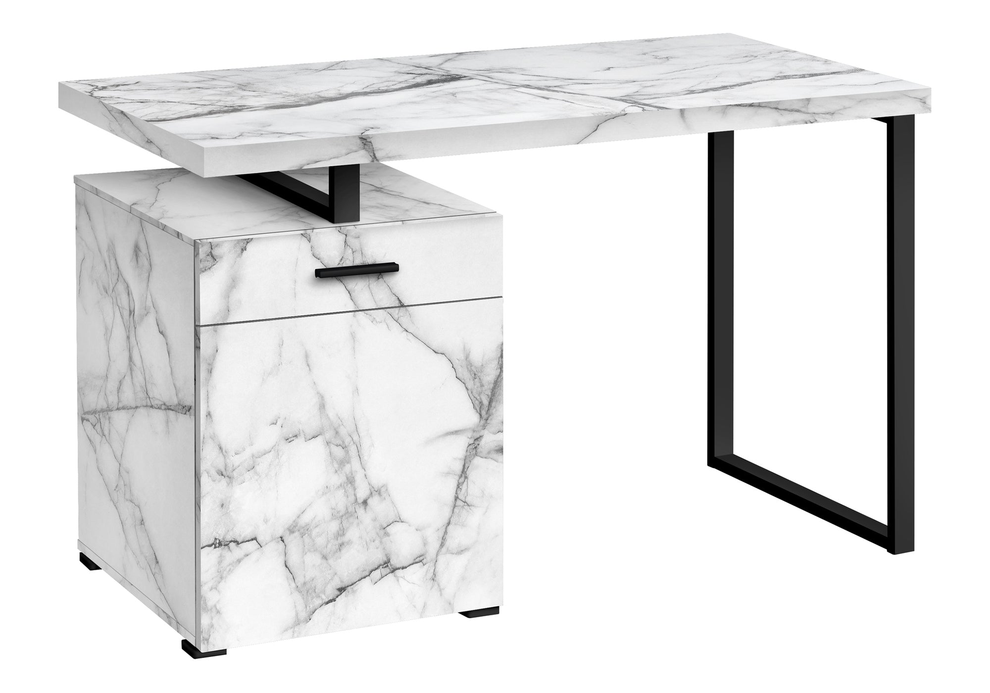 COMPUTER DESK - 48"L / WHITE MARBLE LEFT OR RIGHT FACING # I 7762