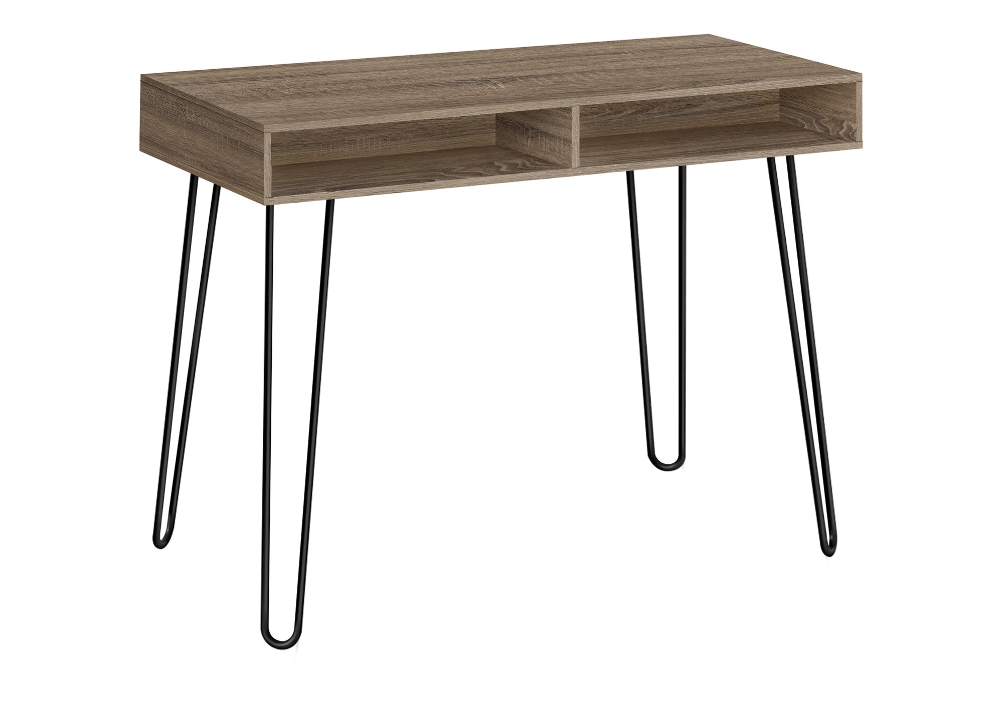 COMPUTER DESK - 40"L / DARK TAUPE / BLACK METAL # I 7772