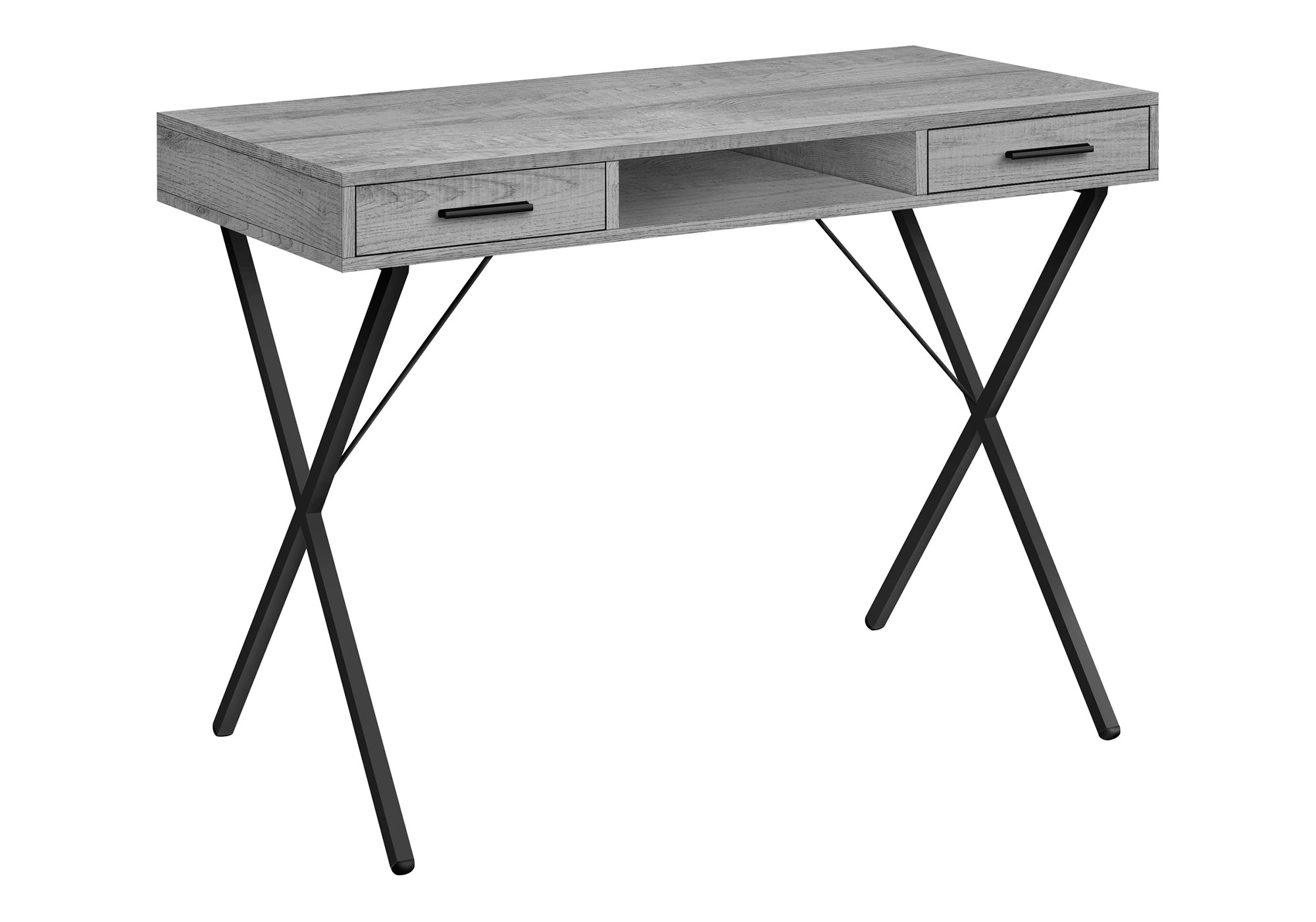 COMPUTER DESK - 42"L / GREY / BLACK METAL # I 7792