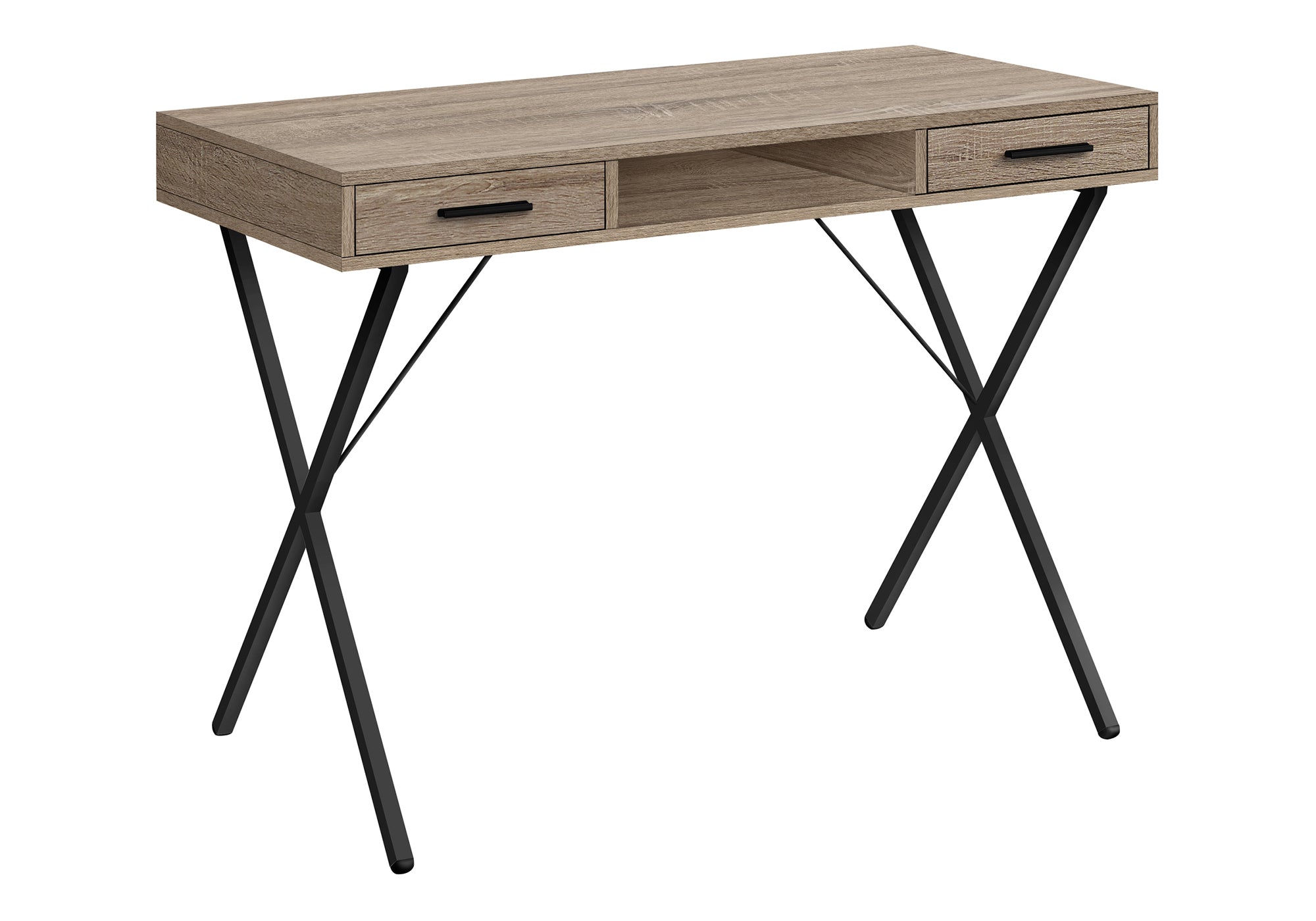 COMPUTER DESK - 42"L / DARK TAUPE / BLACK METAL # I 7796