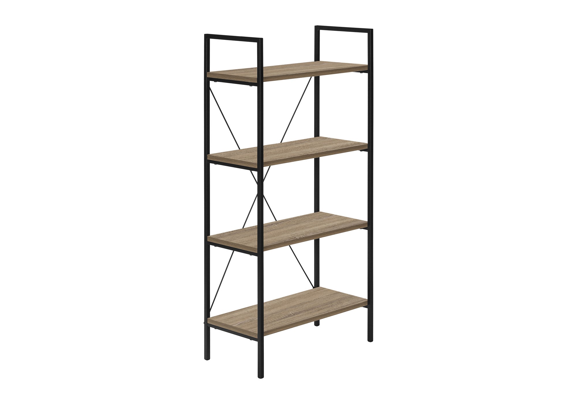 BOOKCASE - 48"H / DARK TAUPE / BLACK METAL # I 7800