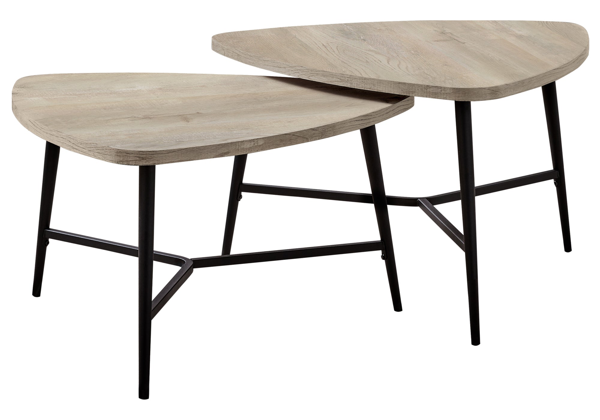 TABLE SET - 2PCS SET / TAUPE RECLAIMED WOOD / BLACK METAL # I 7939P