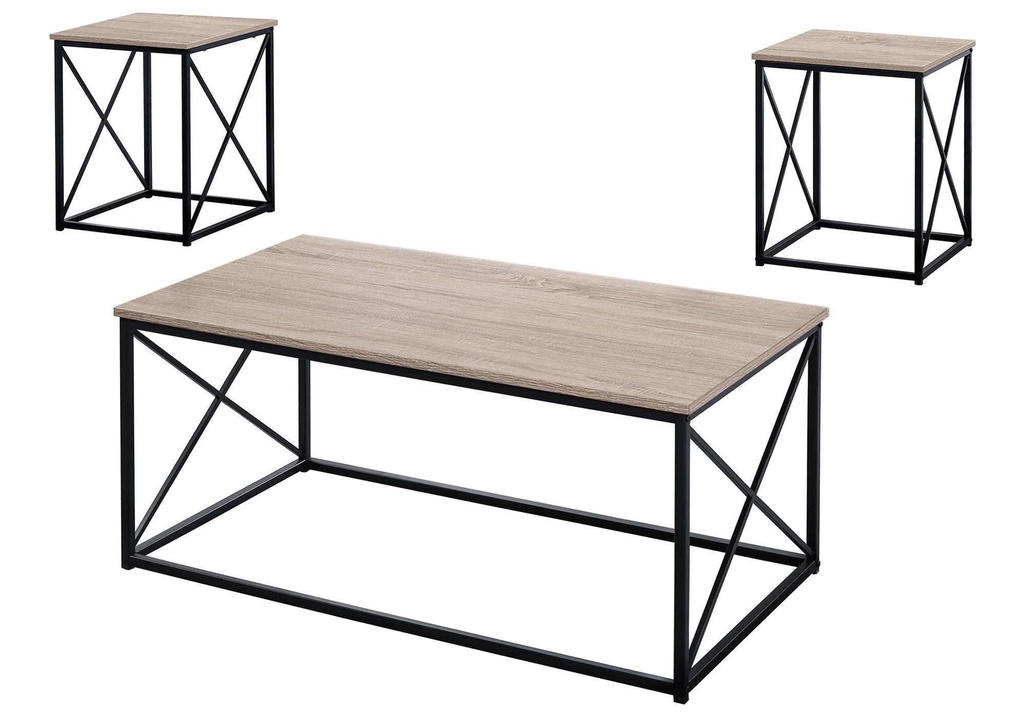 ENSEMBLE DE TABLE - ENSEMBLE DE 3 PIÈCES / TAUPE FONCÉ / MÉTAL NOIR # I 7950P