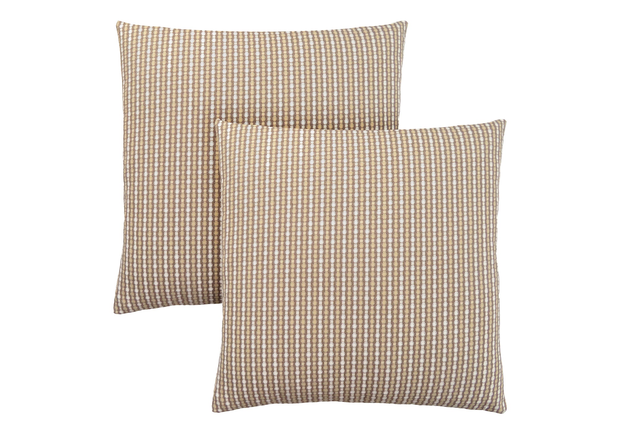 COUSSIN – 45,7 x 45,7 cm / TAUPE CLAIR / TAUPE FONCÉ À POIS ABSTRAITS / LOT DE 2 N° I 9229