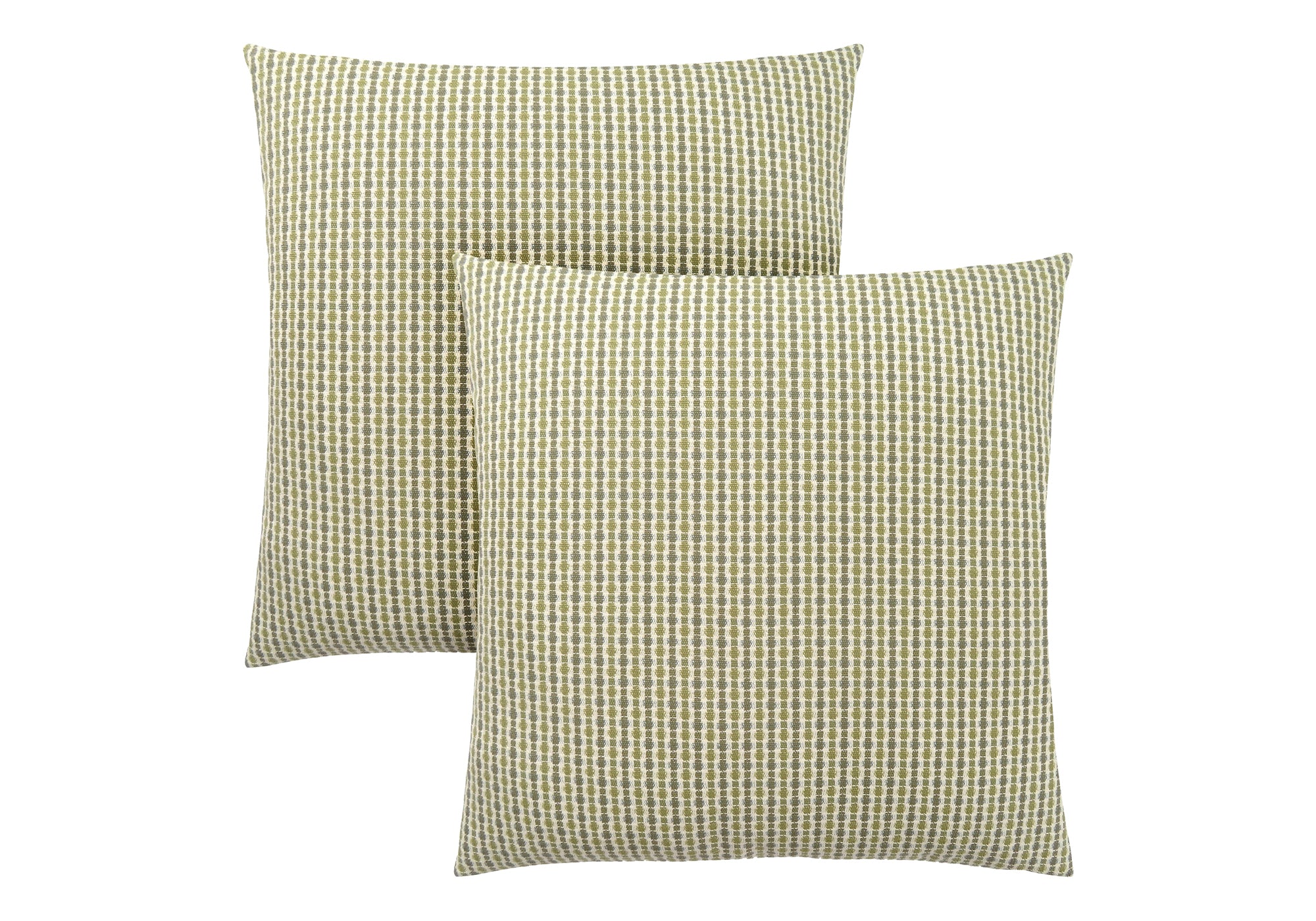 COUSSIN – 45,7 x 45,7 cm / VERT CLAIR / VERT FONCÉ À POIS ABSTRAITS / 2 PIÈCES # I 9233