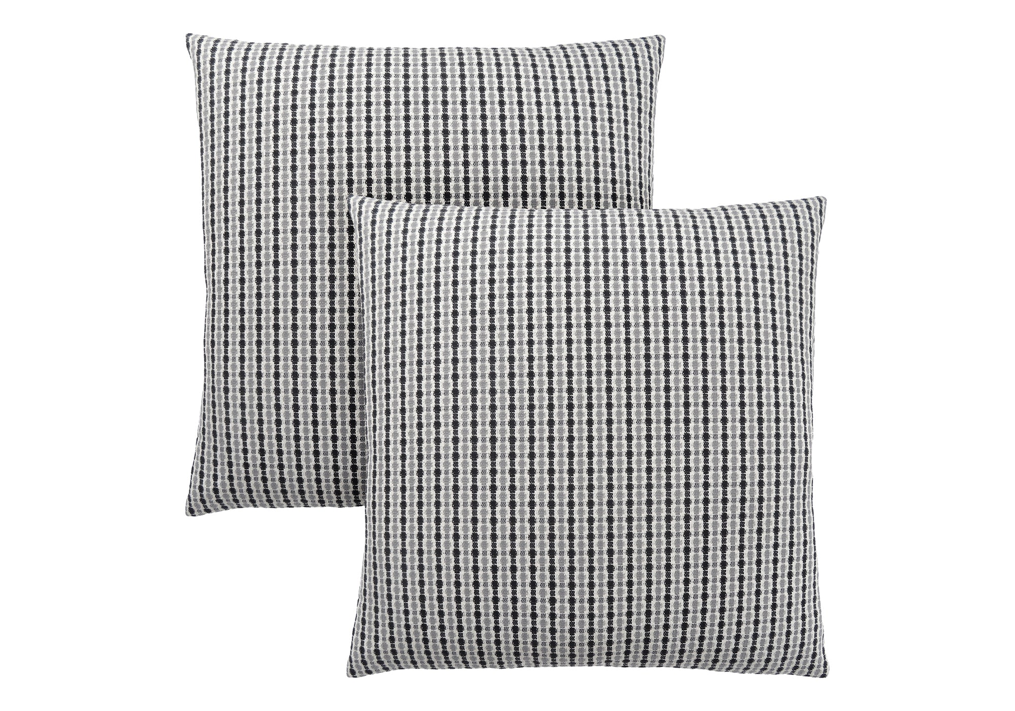 PILLOW - 18"X 18" / LIGHT GREY / BLACK ABSTRACT DOT/ 2PCS # I 9237
