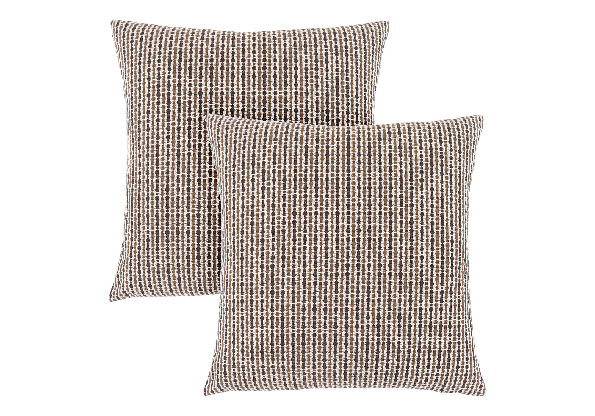 COUSSIN – 45,7 x 45,7 cm / MARRON CLAIR / MARRON FONCÉ À POIS / LOT DE 2 N° I 9239