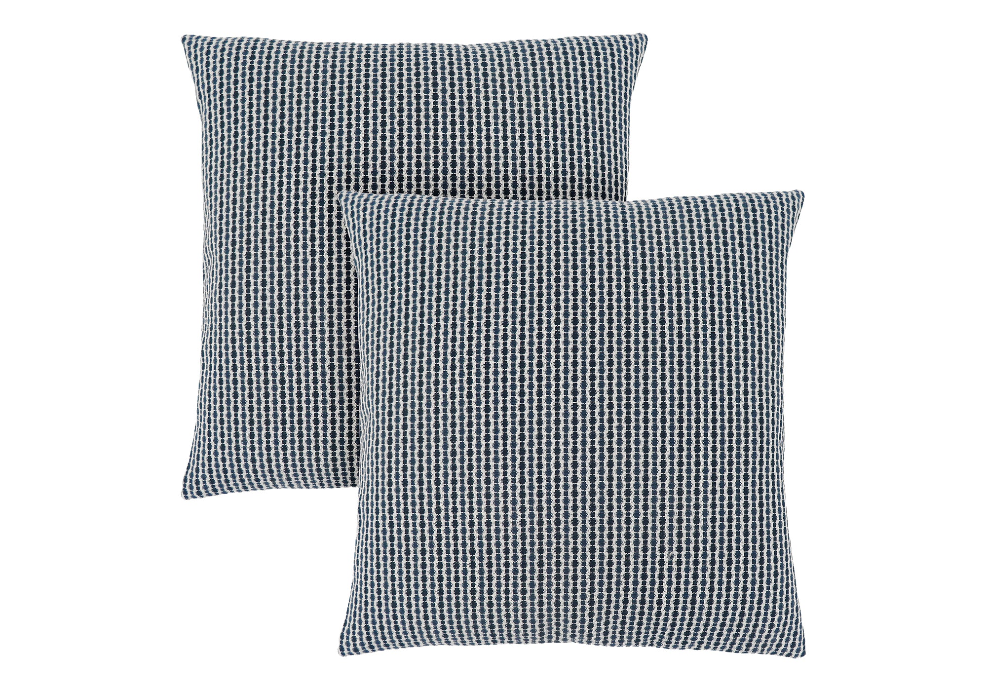 COUSSIN – 45,7 x 45,7 cm / BLEU CLAIR / BLEU FONCÉ À POIS ABSTRAITS / LOT DE 2 N° I 9241