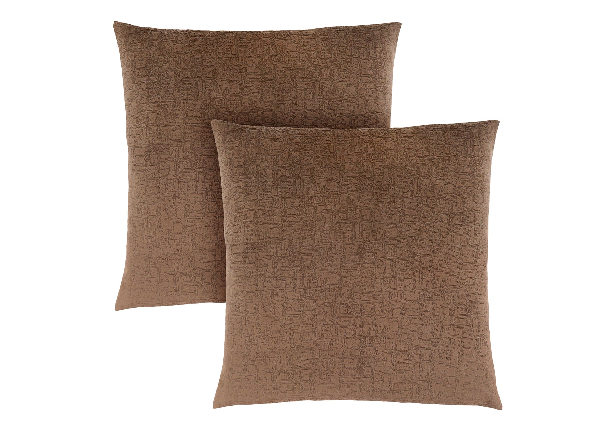 OREILLER – 45,7 cm x 45,7 cm / VELOURS MOSAÏQUE MARRON CLAIR / LOT DE 2 # I 9277