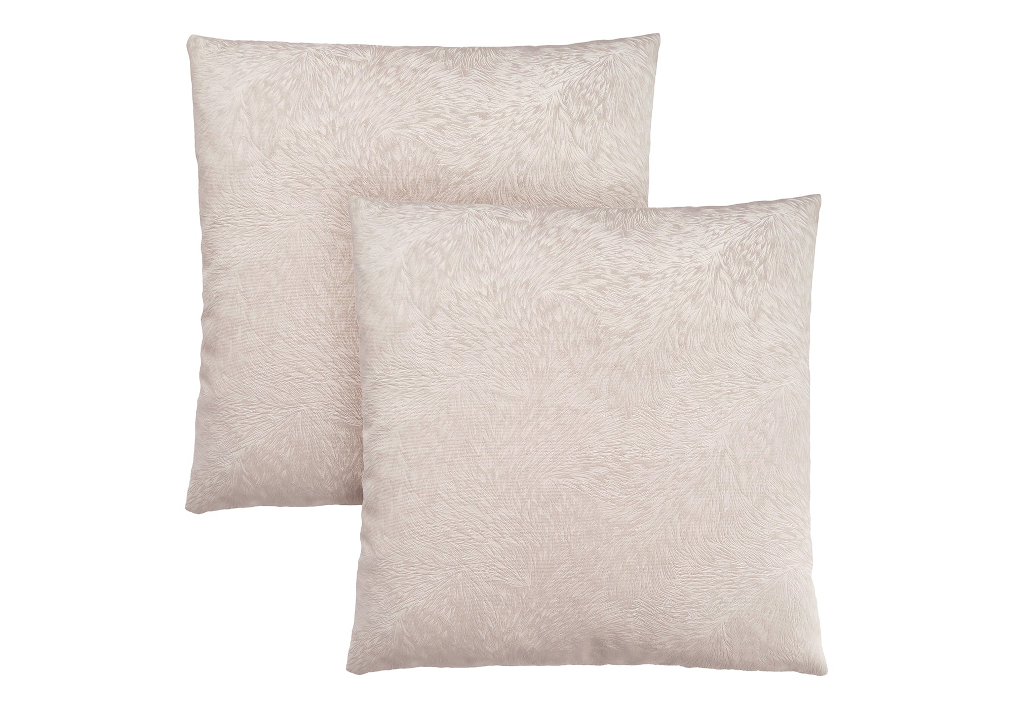 PILLOW - 18"X 18" / LIGHT TAUPE FEATHERED VELVET / 2PCS # I 9319