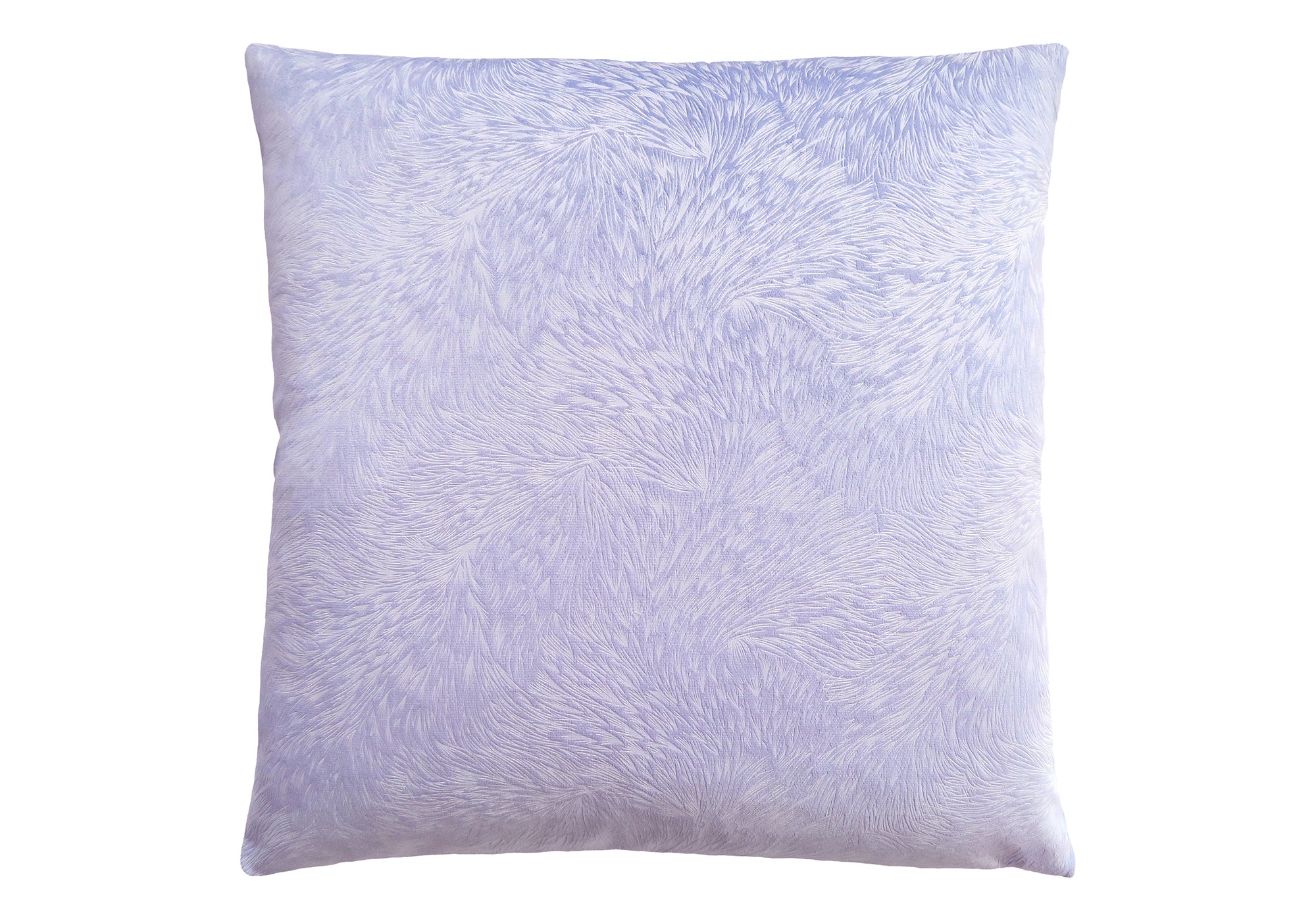 COUSSIN – 45,7 cm x 45,7 cm / VELOURS VIOLET CLAIR À PLUMES / 1 PIÈCE # I 9324