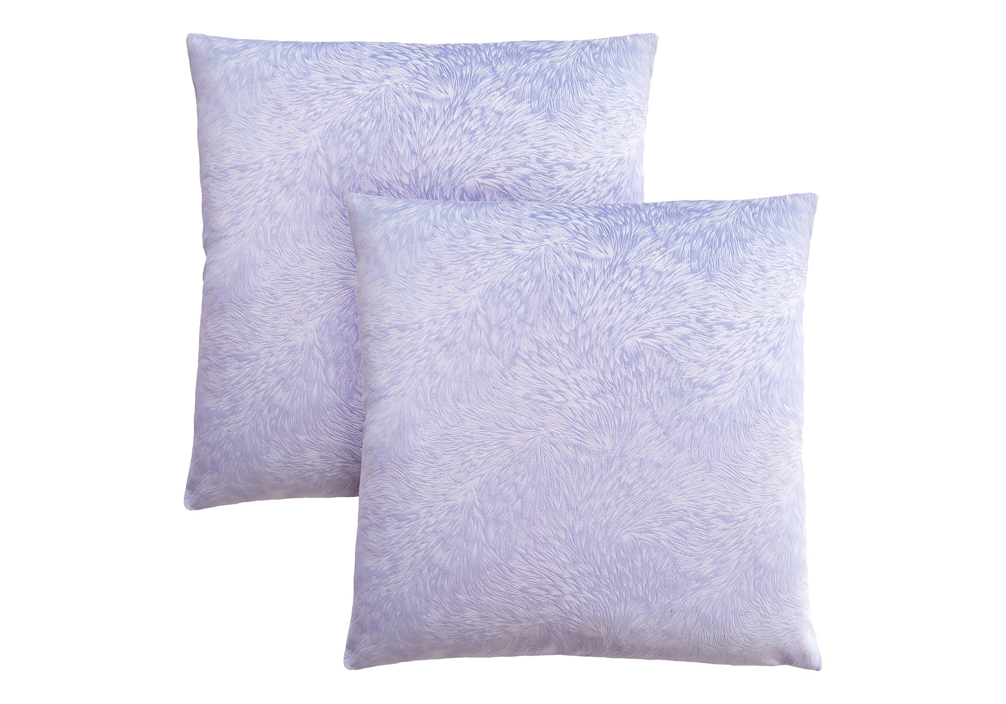 OREILLER – 45,7 cm x 45,7 cm / VELOURS VIOLET CLAIR À PLUMES / 2 PIÈCES # I 9325