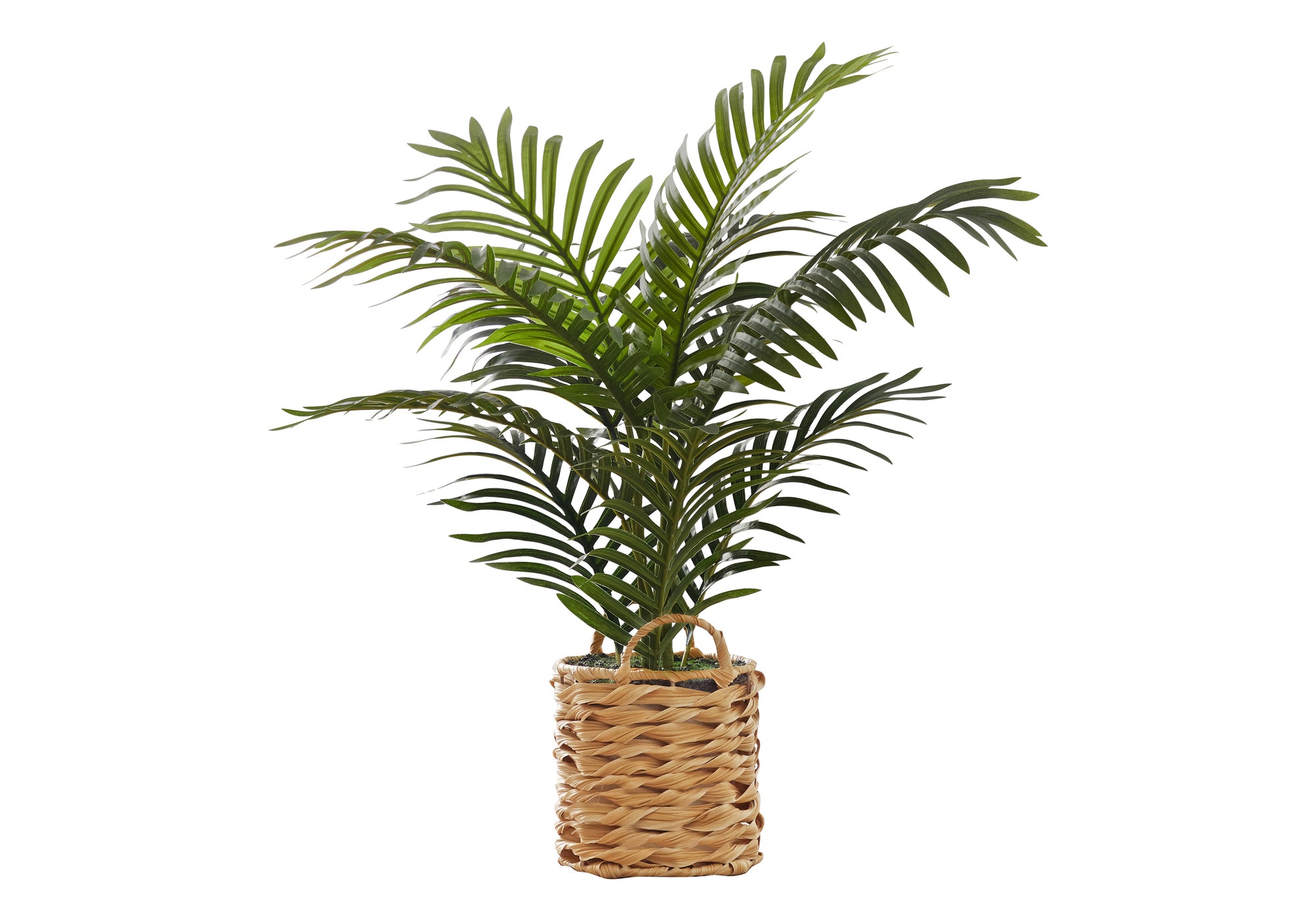 PLANTE ARTIFICIELLE – 61 cm H / PALMIER D'INTÉRIEUR / PANIER TRESSÉ 20 cm N° I 9503