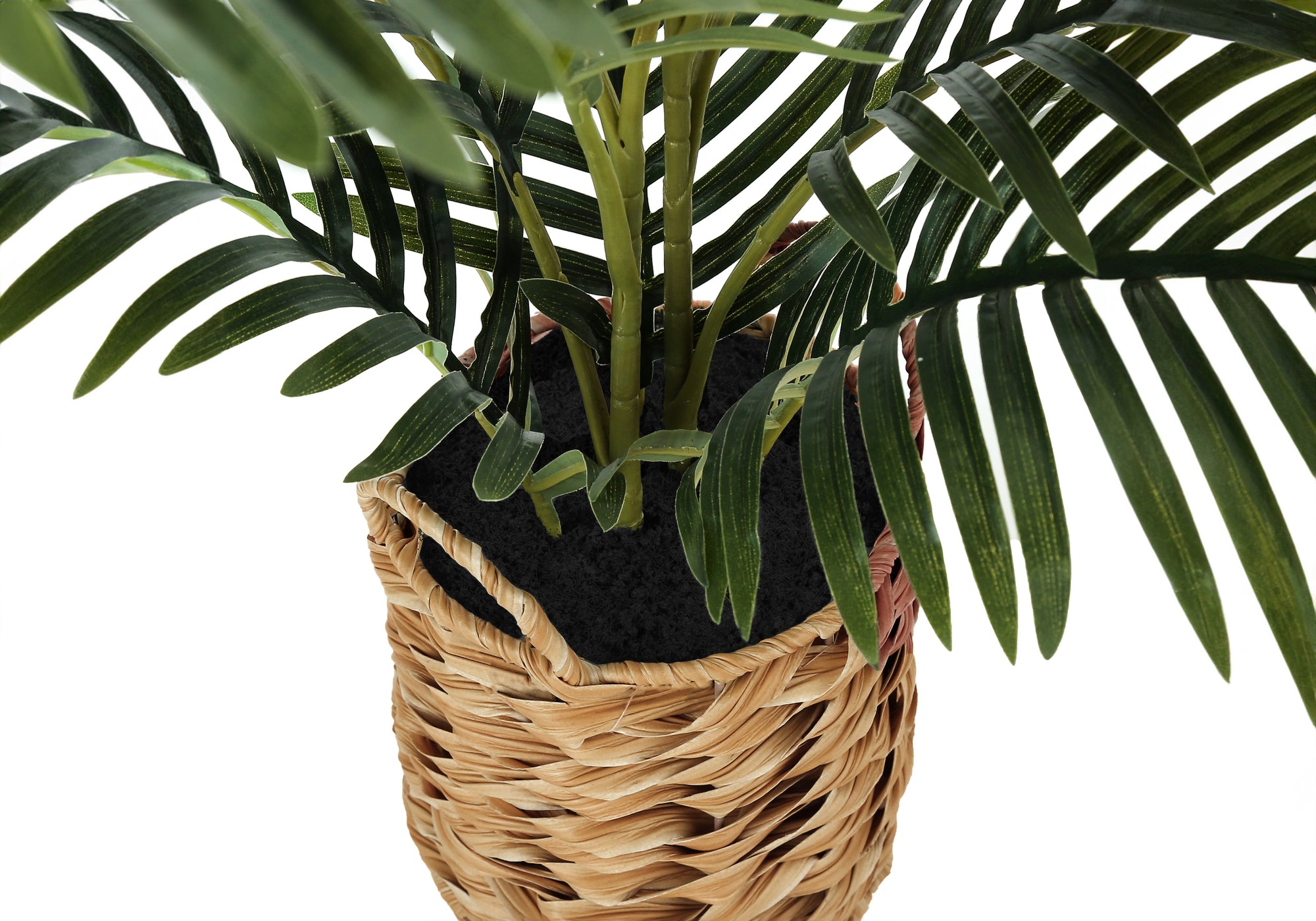 PLANTE ARTIFICIELLE - 24"H / PALMIER D'INTÉRIEUR / PANIER TISSÉ DE 8" # I 9503