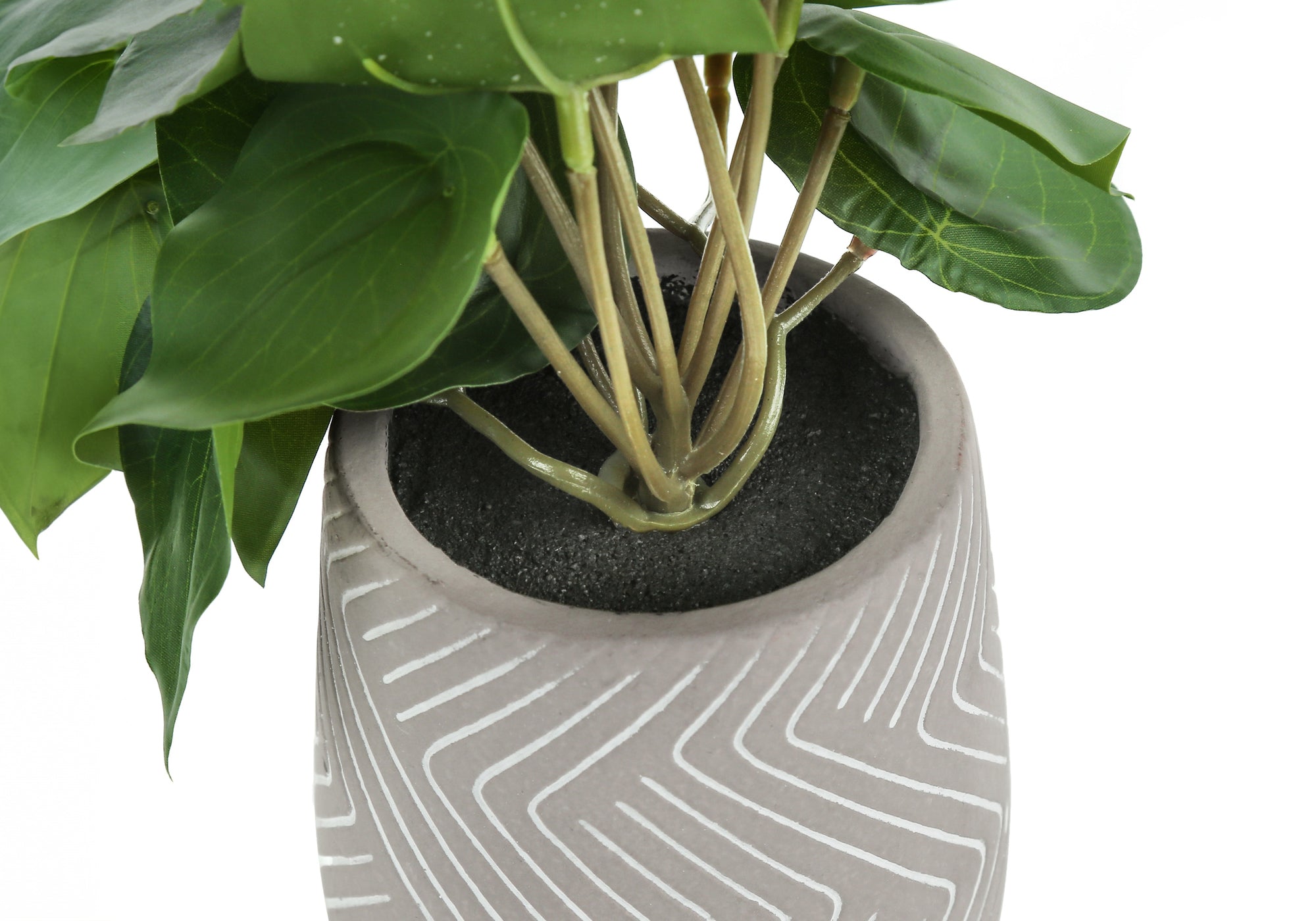 ARTIFICIAL PLANT - 2PCS / 8"H ALOCASIA / 5" CEMENT POT # I 9582