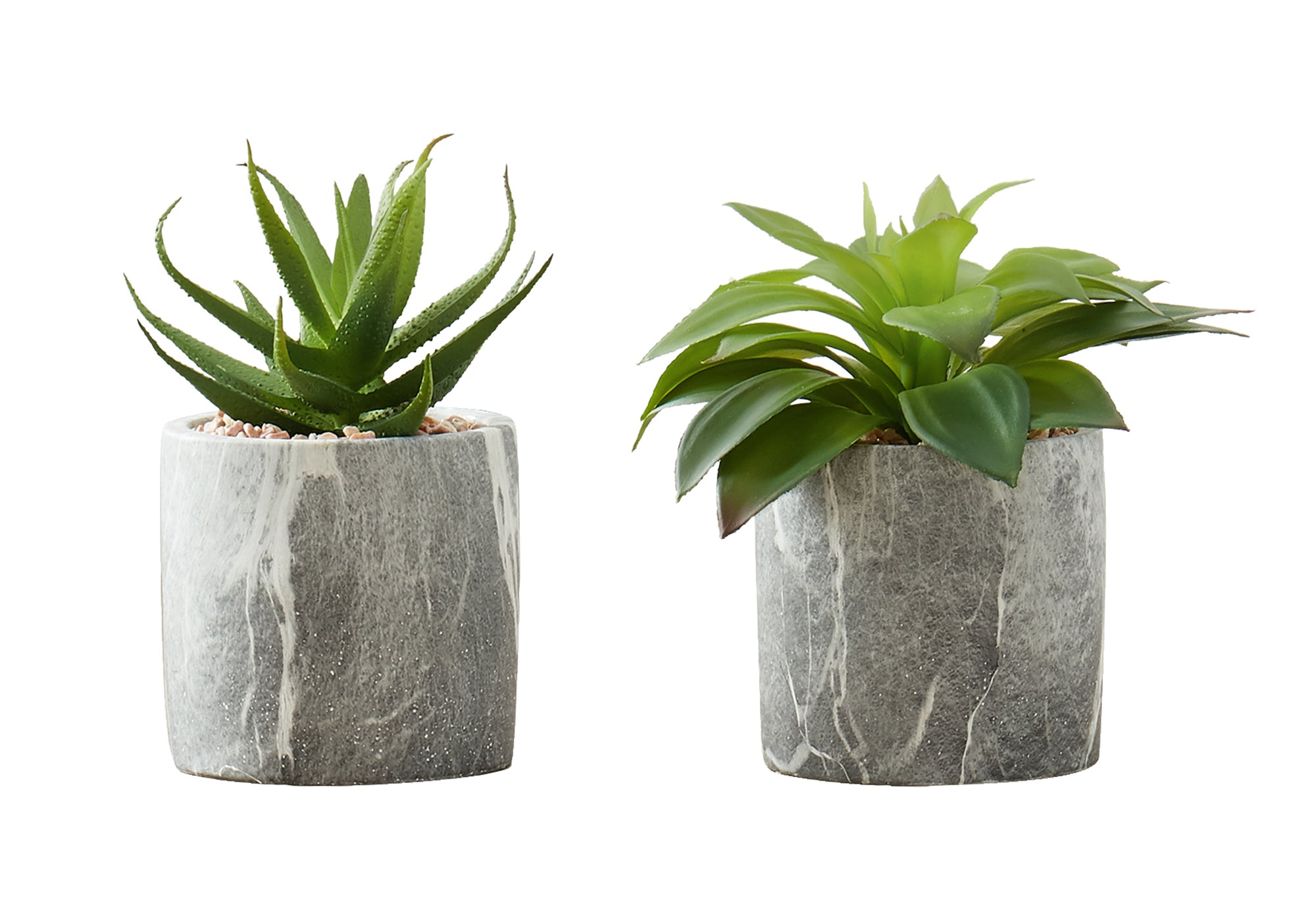 PLANTE ARTIFICIELLE – 2 PIÈCES / SUCCULENTE DE 18 CM DE H DANS UN POT EN CIMENT DE 10 CM # I 9586