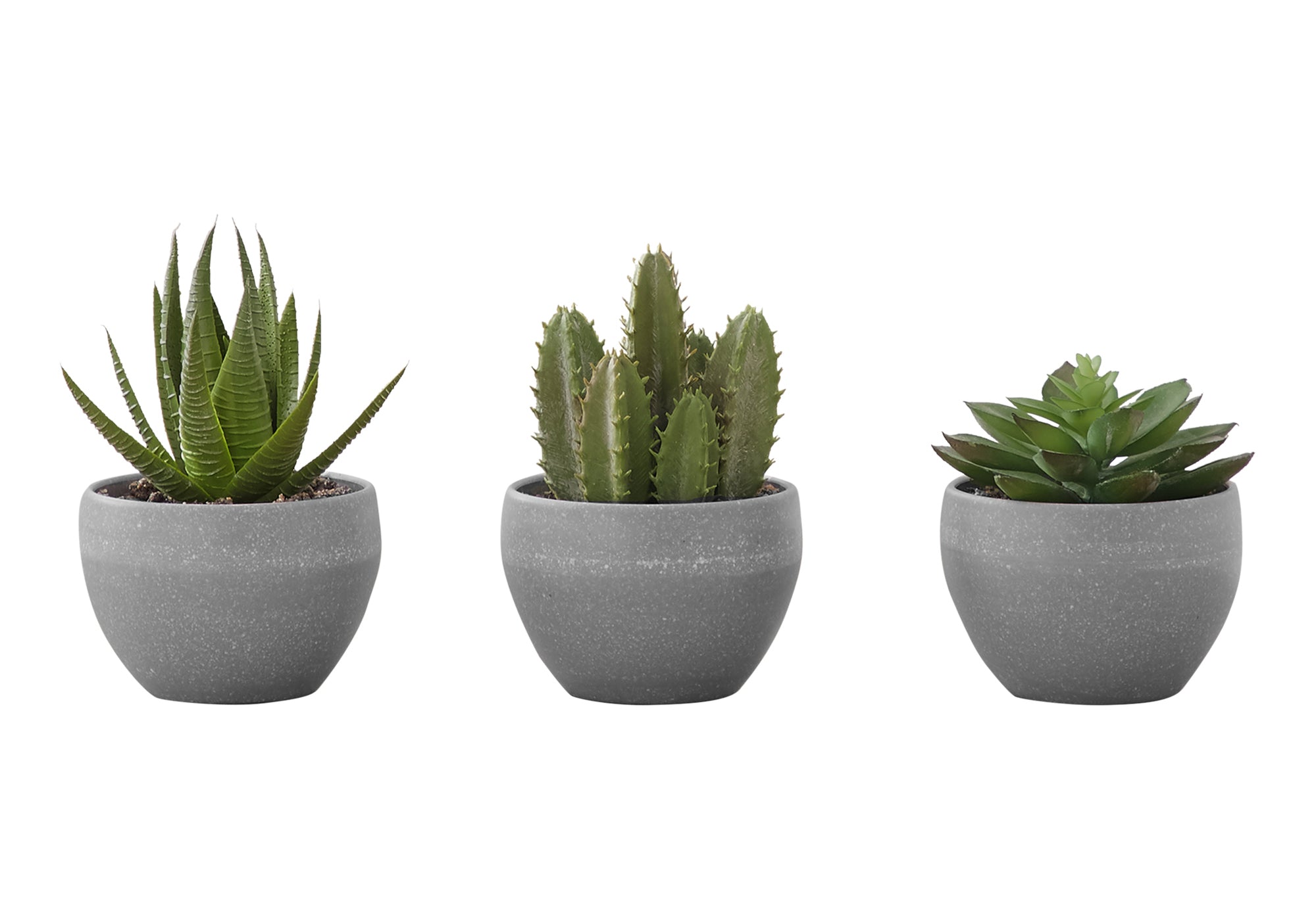 PLANTE ARTIFICIELLE – 3 PIÈCES / SUCCULENTE DE 15 CM DE H DANS UN POT GRIS DE 7,5 CM # I 9587